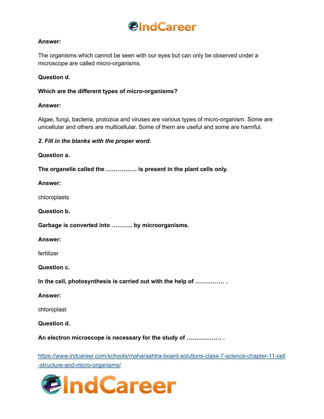 Maharashtra Board Solutions Class 7-Science: Chapter 11- Cell Structure and Micro-organisms - Page 3