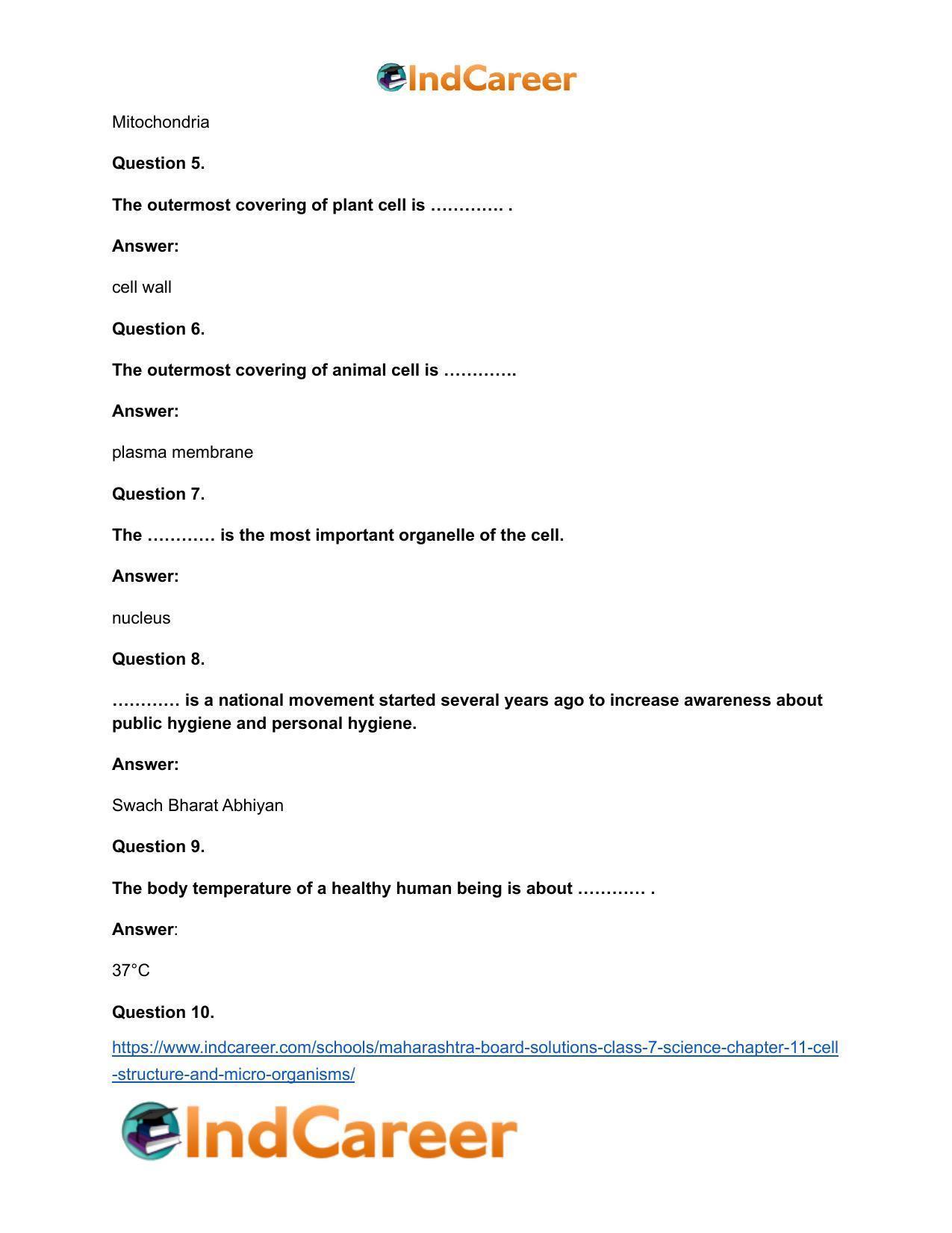 Maharashtra Board Solutions Class 7-Science: Chapter 11- Cell Structure and Micro-organisms - Page 11