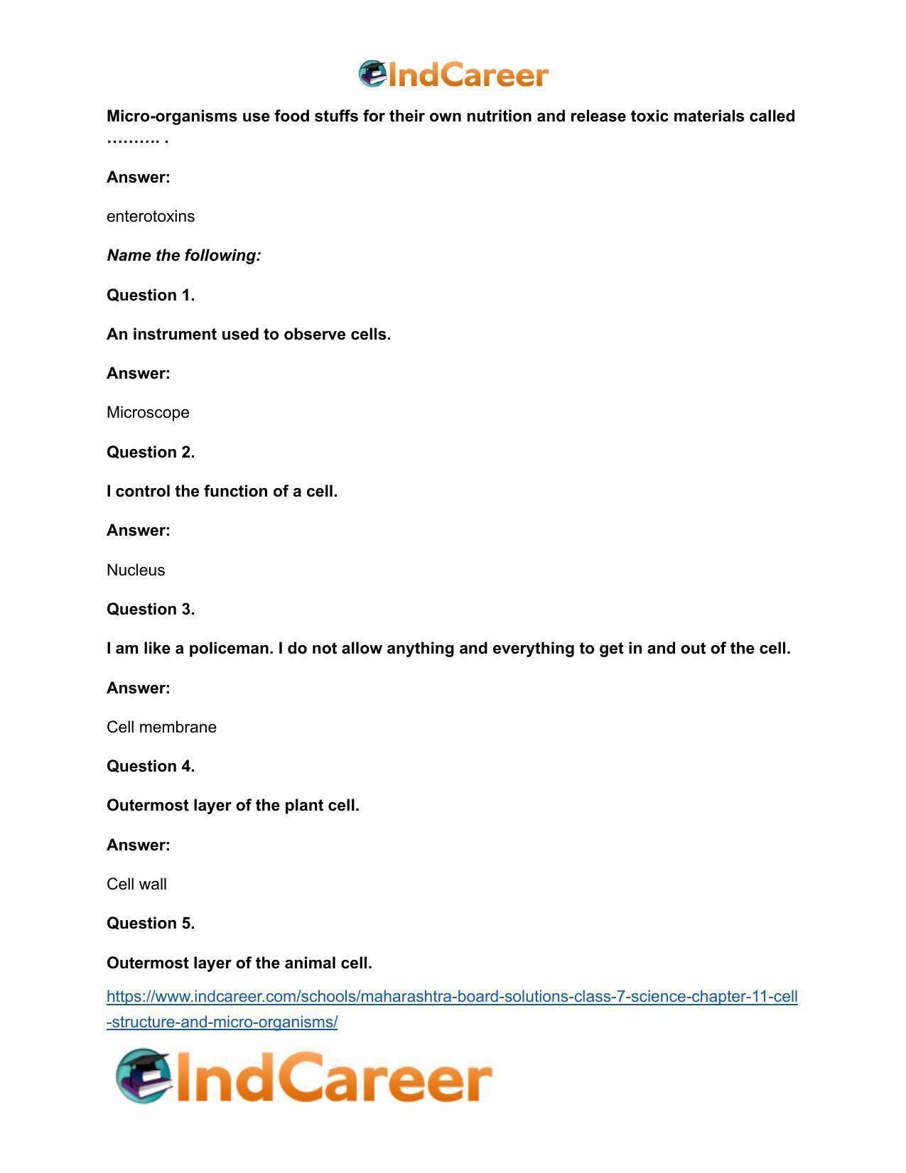 Maharashtra Board Solutions Class 7-Science: Chapter 11- Cell Structure and Micro-organisms - Page 12