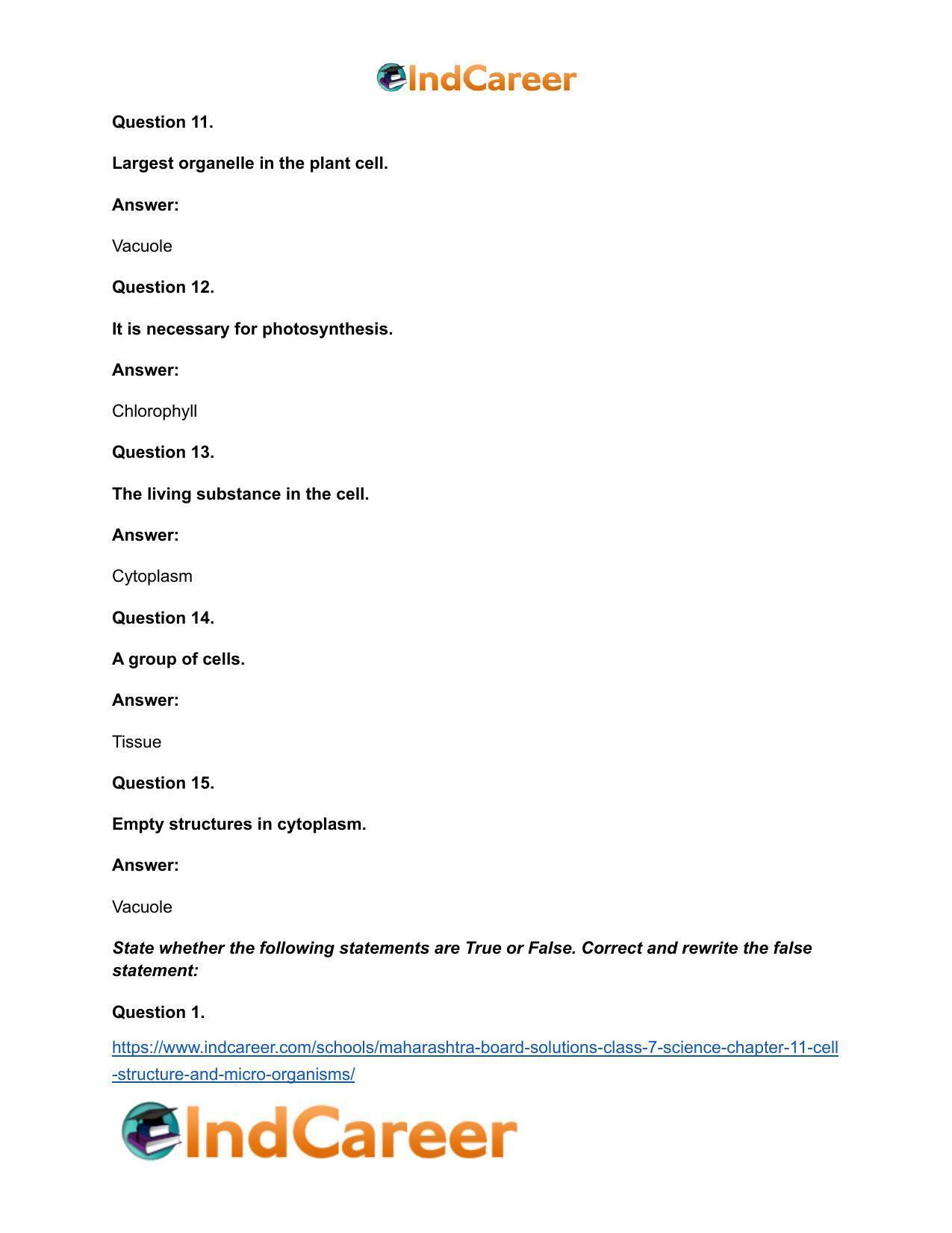 Maharashtra Board Solutions Class 7-Science: Chapter 11- Cell Structure and Micro-organisms - Page 14