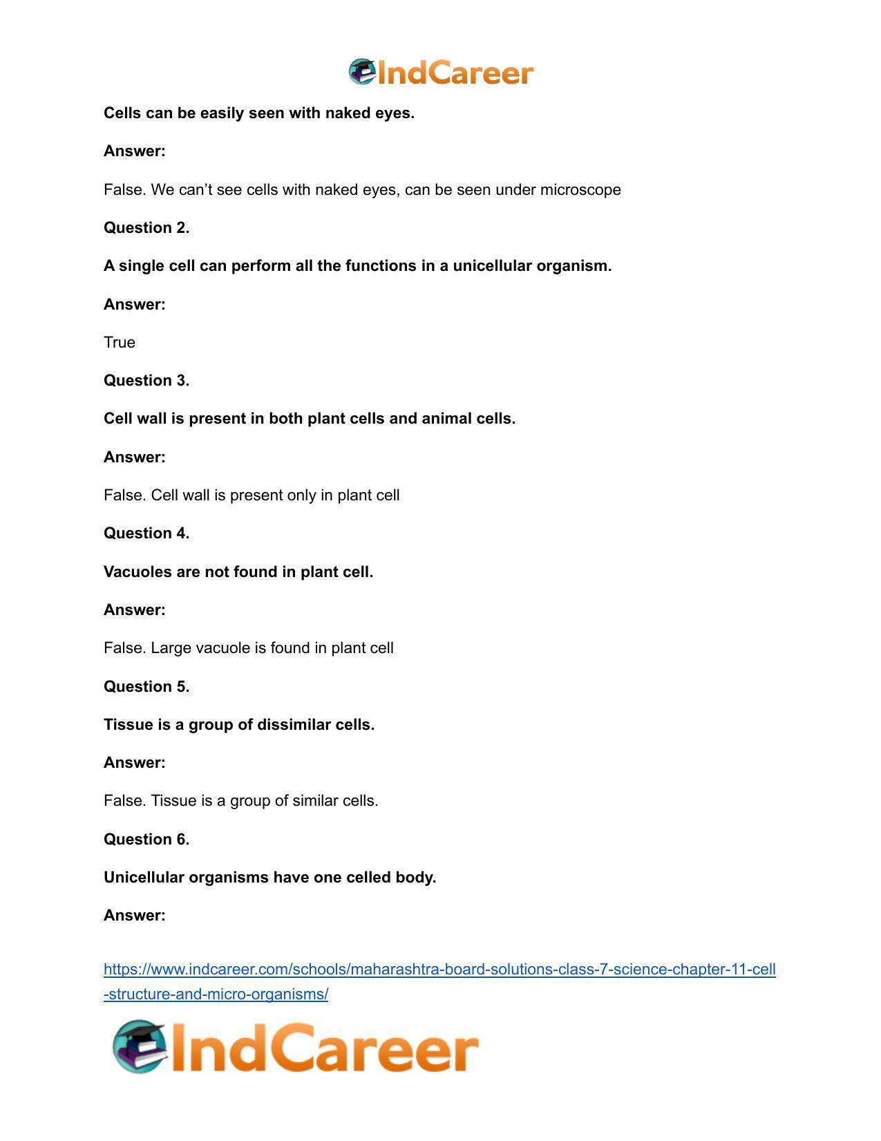 Maharashtra Board Solutions Class 7-Science: Chapter 11- Cell Structure and Micro-organisms - Page 15