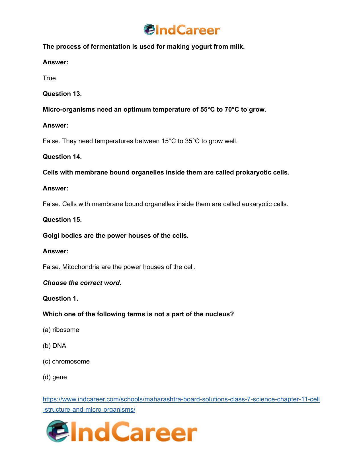 Maharashtra Board Solutions Class 7-Science: Chapter 11- Cell Structure and Micro-organisms - Page 17