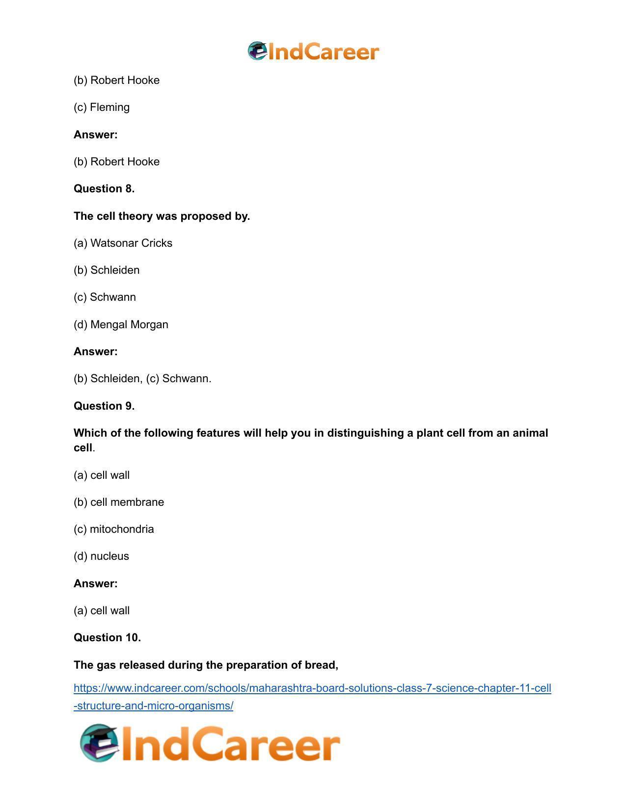 Maharashtra Board Solutions Class 7-Science: Chapter 11- Cell Structure and Micro-organisms - Page 20
