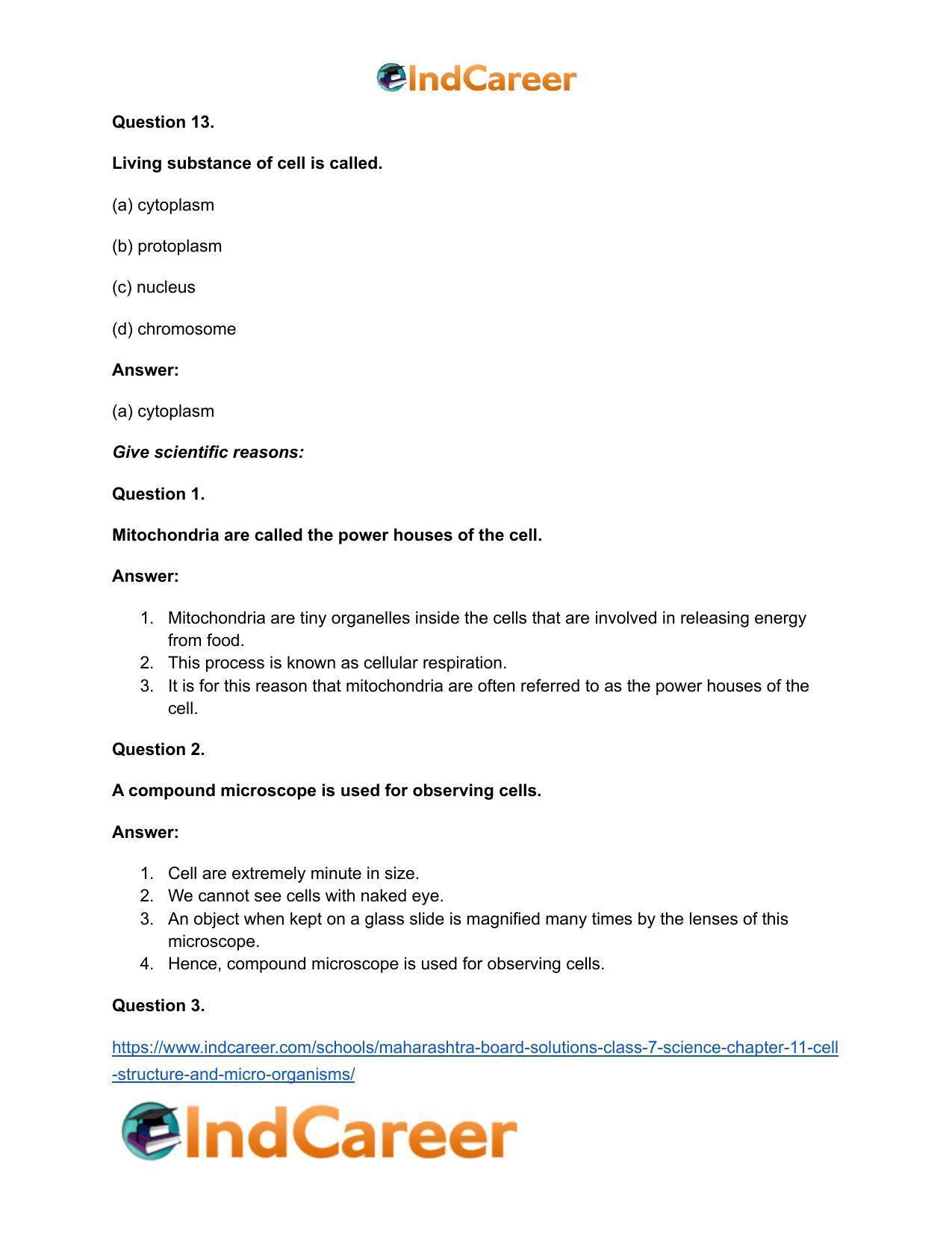 Maharashtra Board Solutions Class 7-Science: Chapter 11- Cell Structure and Micro-organisms - Page 22