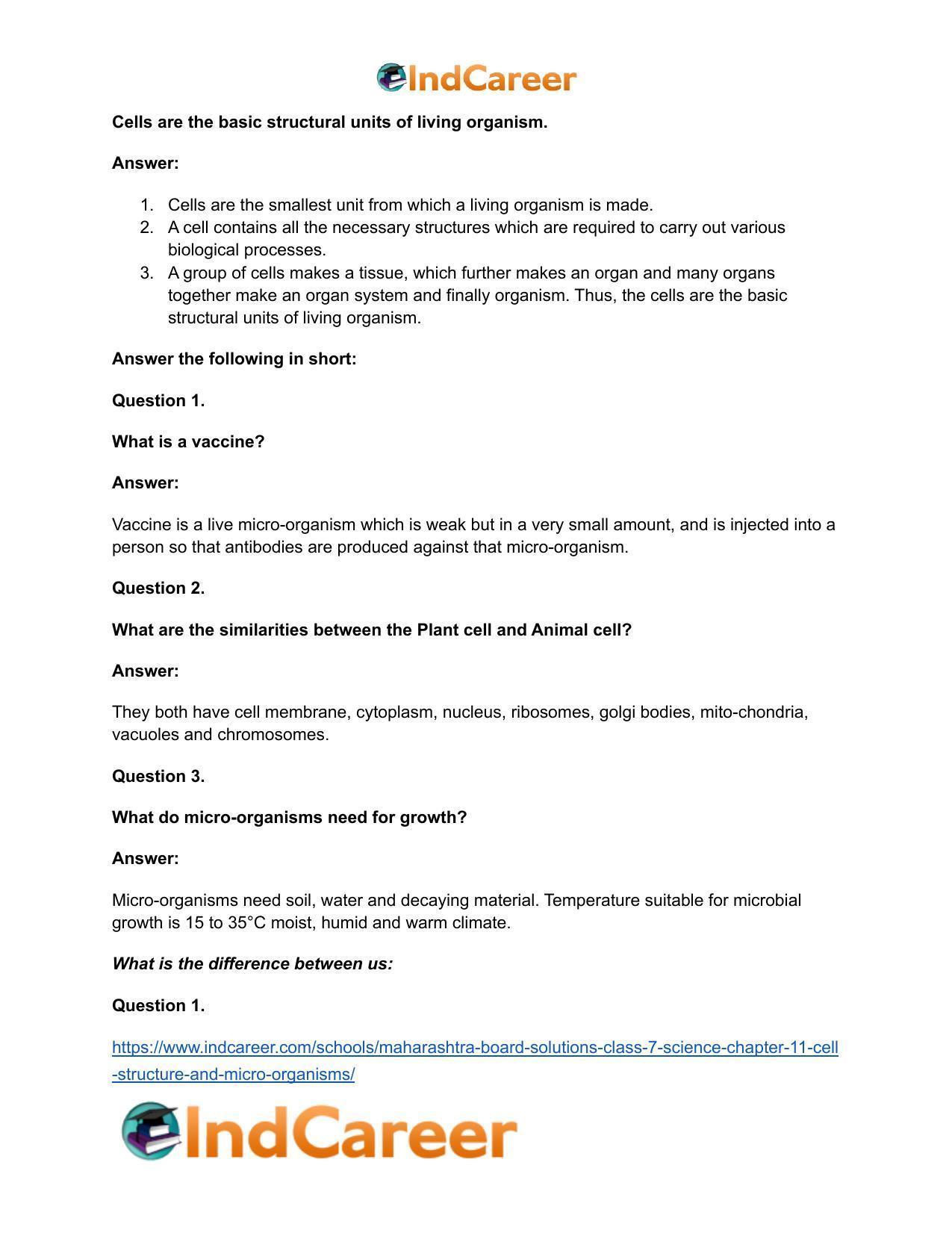 Maharashtra Board Solutions Class 7-Science: Chapter 11- Cell Structure and Micro-organisms - Page 23