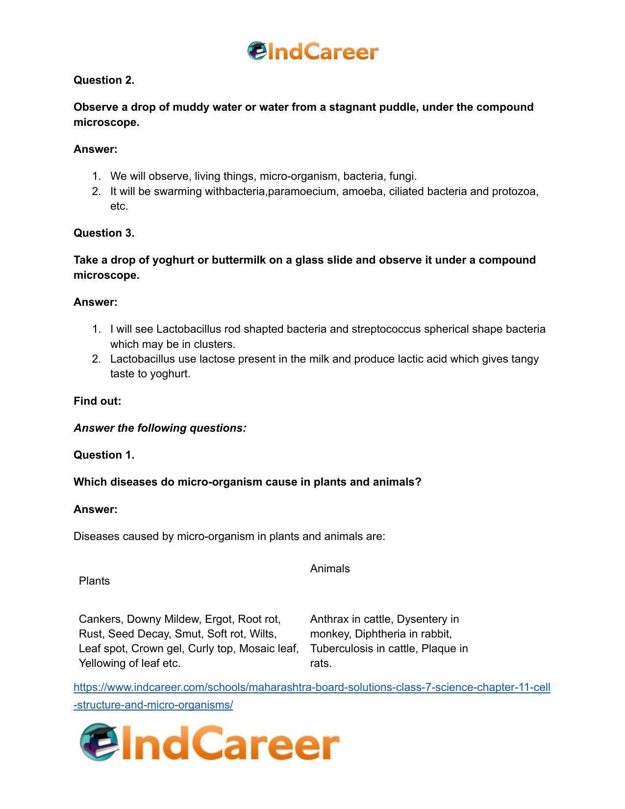Maharashtra Board Solutions Class 7-Science: Chapter 11- Cell Structure and Micro-organisms - Page 30