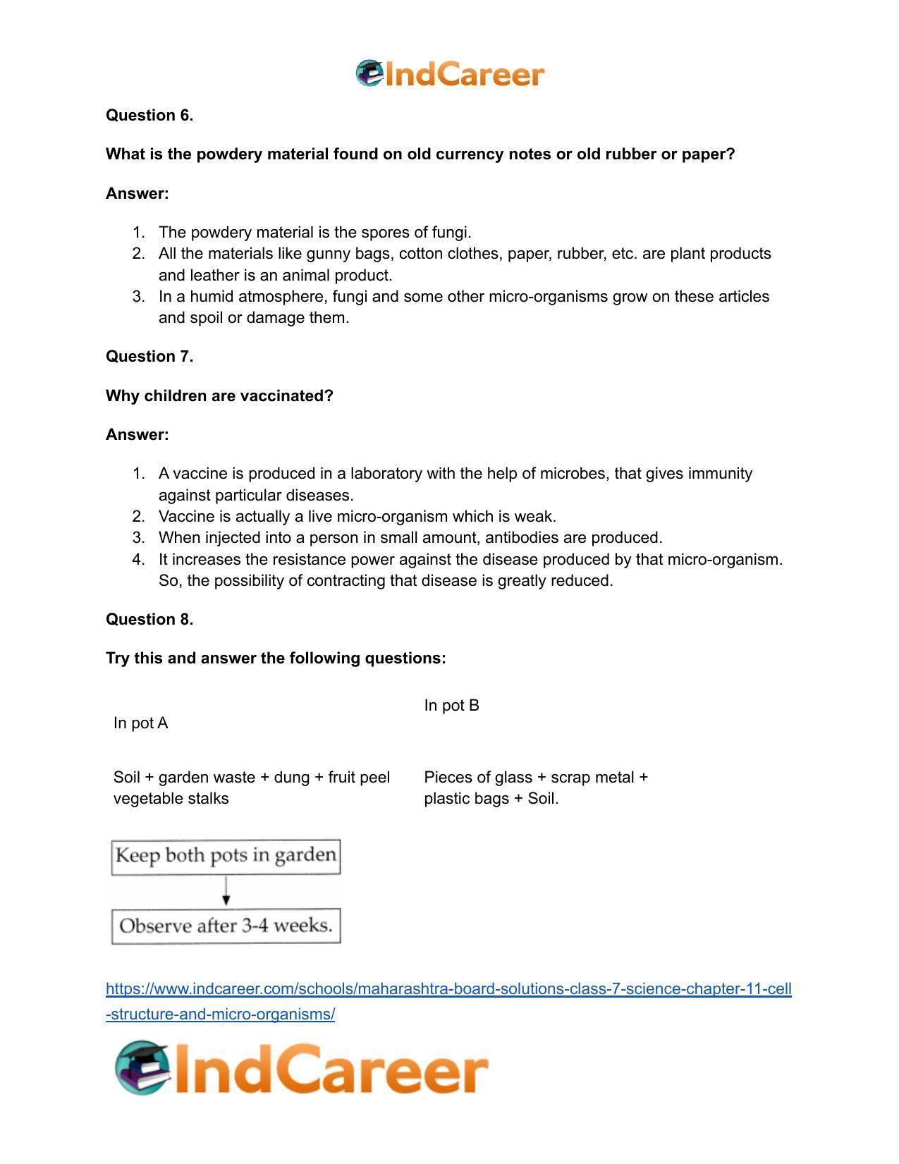 Maharashtra Board Solutions Class 7-Science: Chapter 11- Cell Structure and Micro-organisms - Page 33