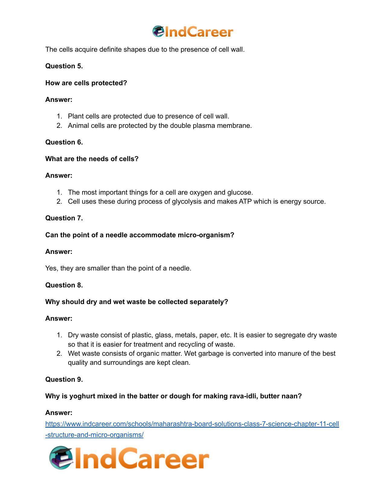 Maharashtra Board Solutions Class 7-Science: Chapter 11- Cell Structure and Micro-organisms - Page 36