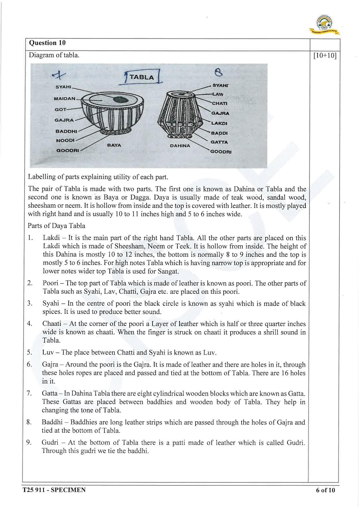 ICSE Class 10 2025 Hindustani Music (QP & MS) Specimen Paper - Page 15