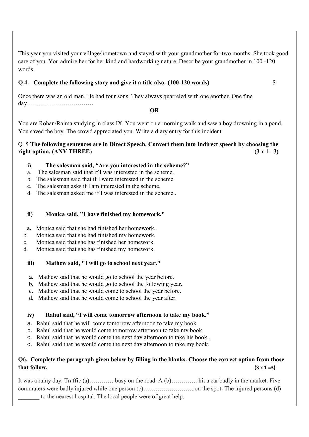 Edudel Class 9 English Sample Question Paper - Page 5