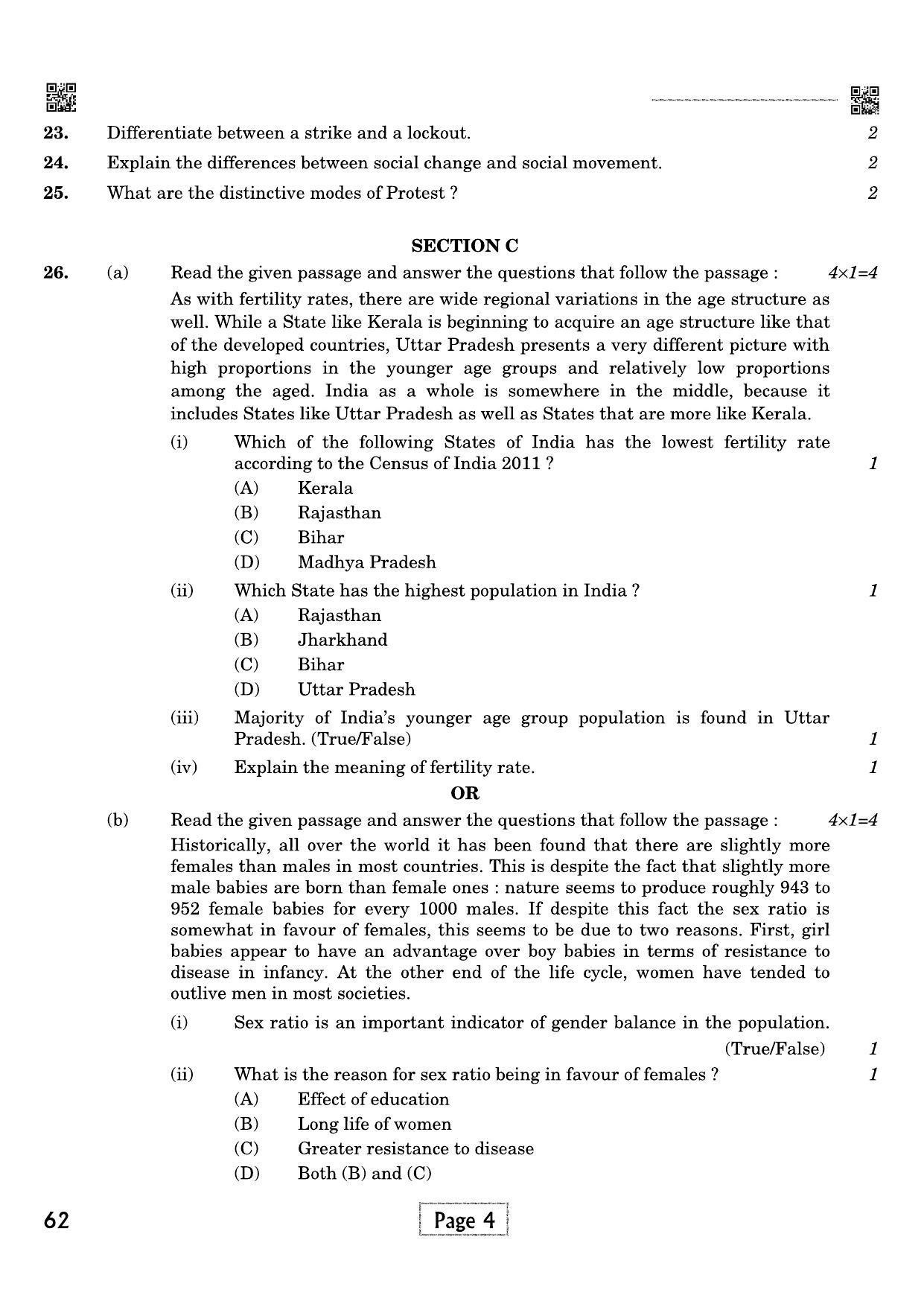 CBSE Class 12 039 SOCIOLOGY 2021 Compartment Question Paper - Page 4