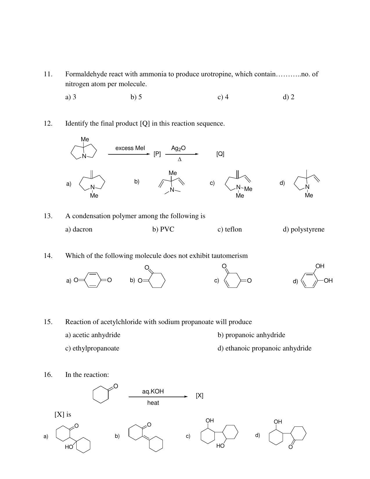 OJEE 2014 Chemistry (Pharmacy/ BAMS/ BHMS/MCA-dual degree) Question Paper - Page 3