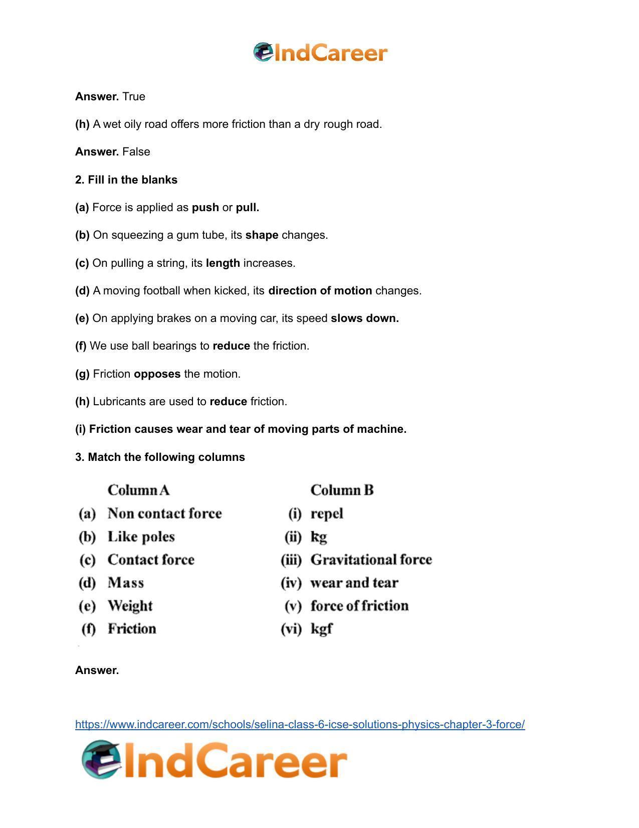 Selina Class 6 ICSE Solutions Physics : Chapter 3- Force - Page 3