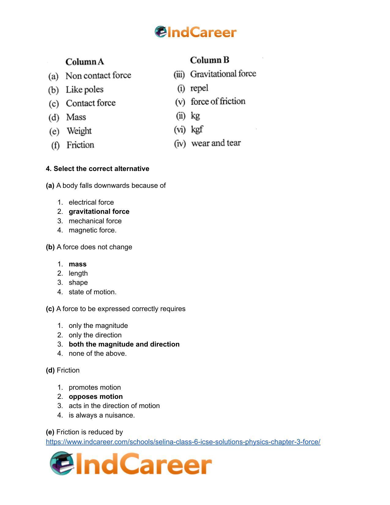 Selina Class 6 ICSE Solutions Physics : Chapter 3- Force - Page 4
