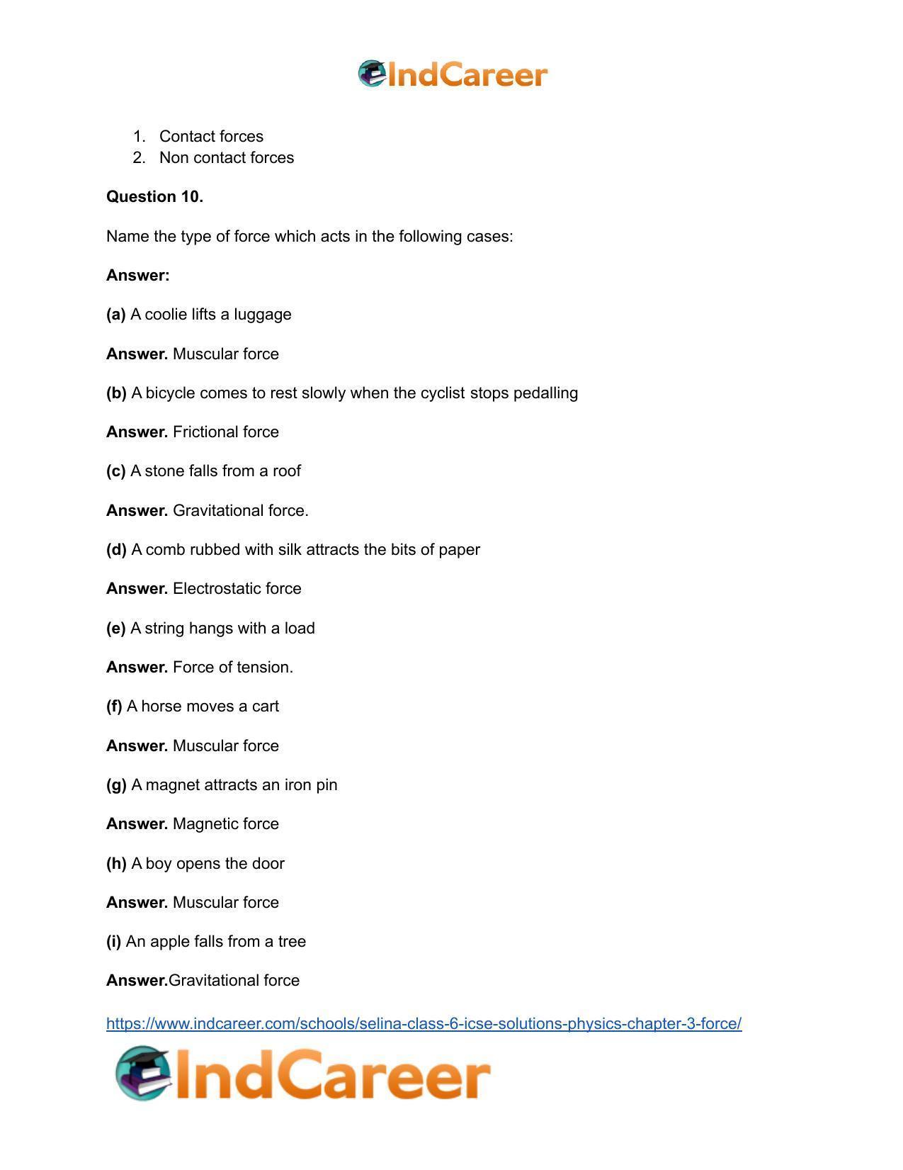 Selina Class 6 ICSE Solutions Physics : Chapter 3- Force - Page 8