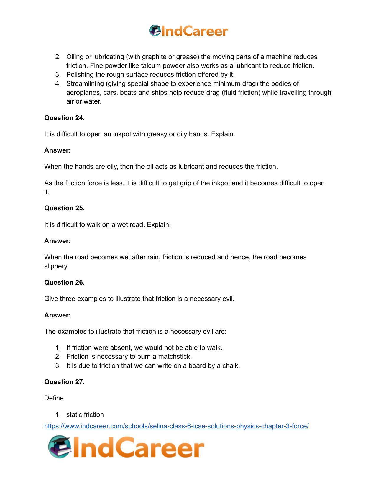 Selina Class 6 ICSE Solutions Physics : Chapter 3- Force - Page 12