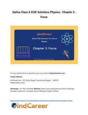 Selina Class 6 ICSE Solutions Physics : Chapter 3- Force