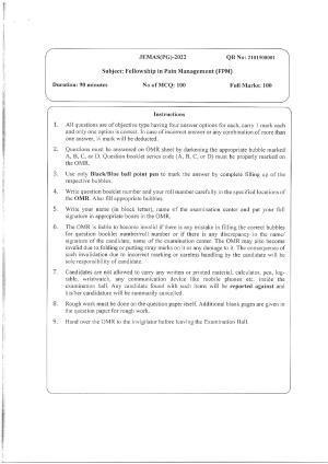 WBJEEB JEMAS (PG) 2022 FPM Question Paper