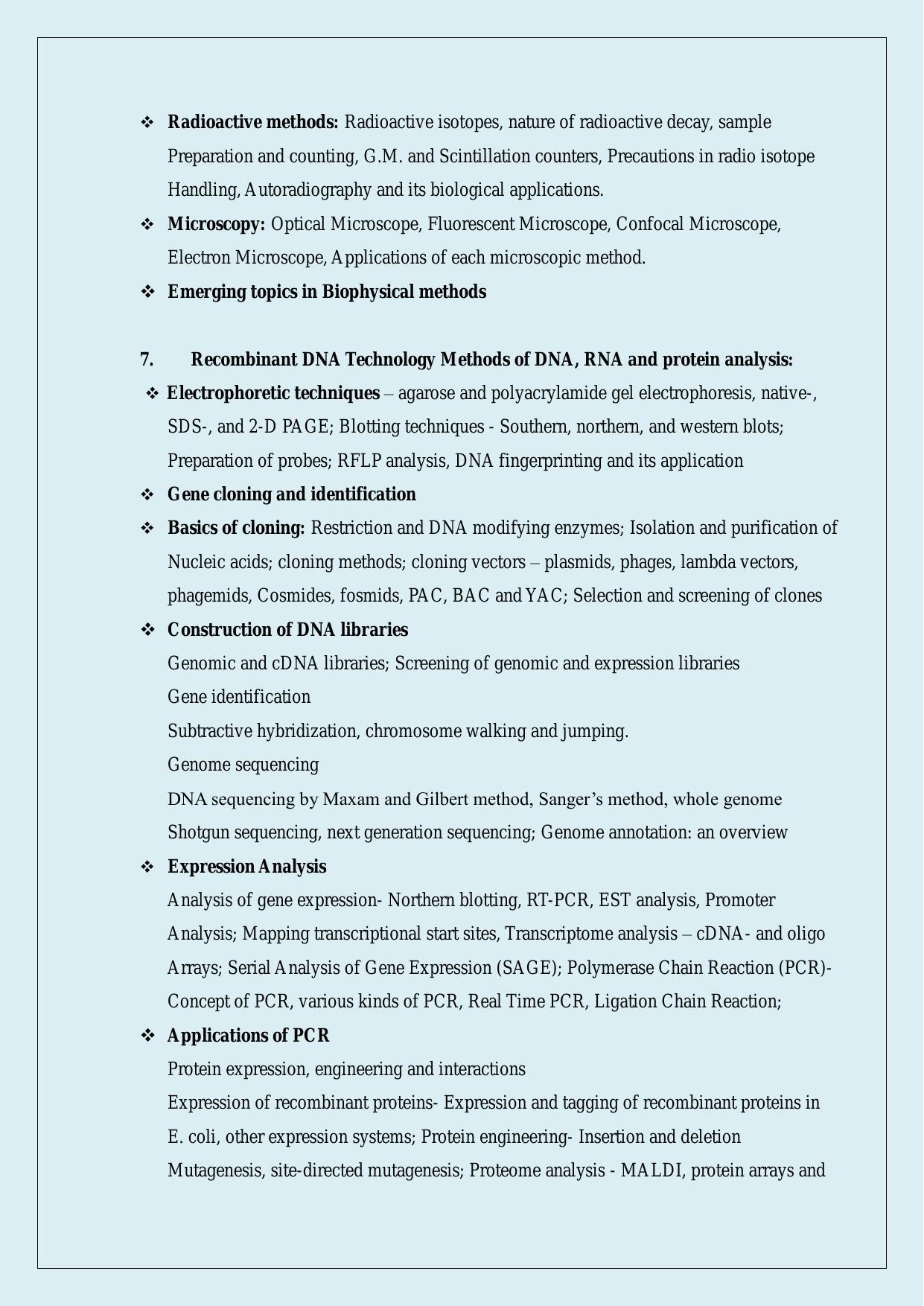 NTA PhD Entrance Exam Bio-Physics Syllabus - Page 7