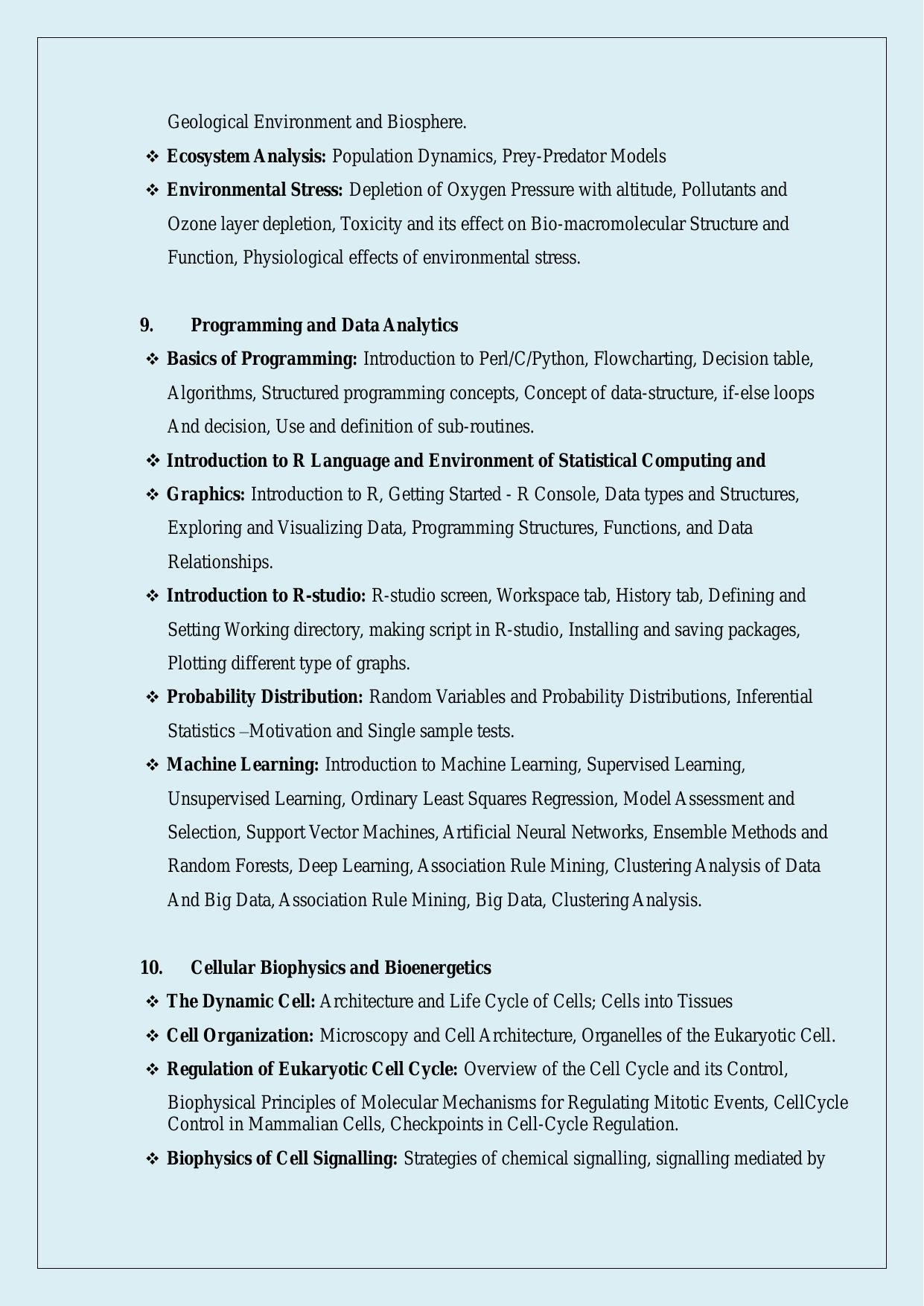 NTA PhD Entrance Exam Bio-Physics Syllabus - Page 9