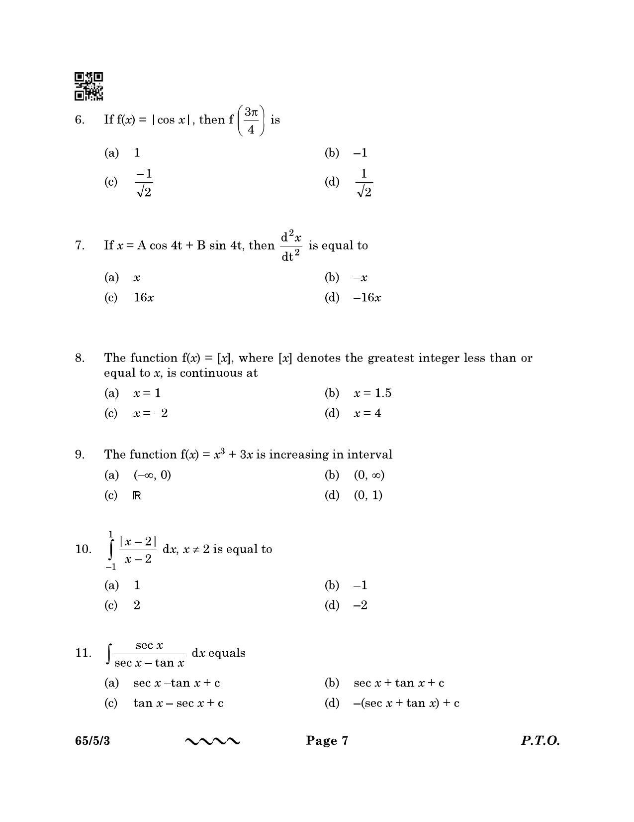 CBSE Class 12 65-5-3 MATHEMATICS 2023 Question Paper - Page 7