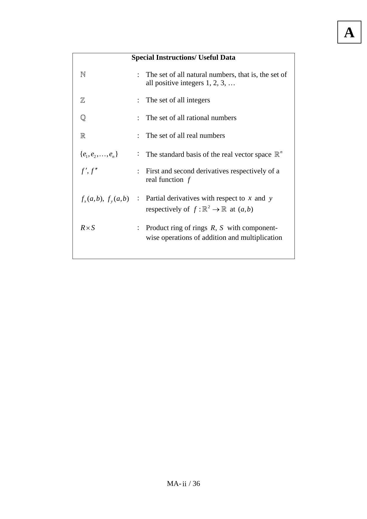 JAM 2012: MA Question Paper - Page 2