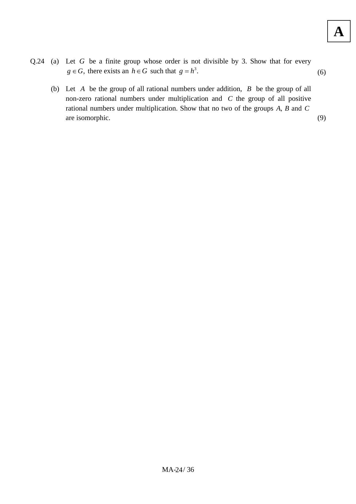 JAM 2012: MA Question Paper - Page 26
