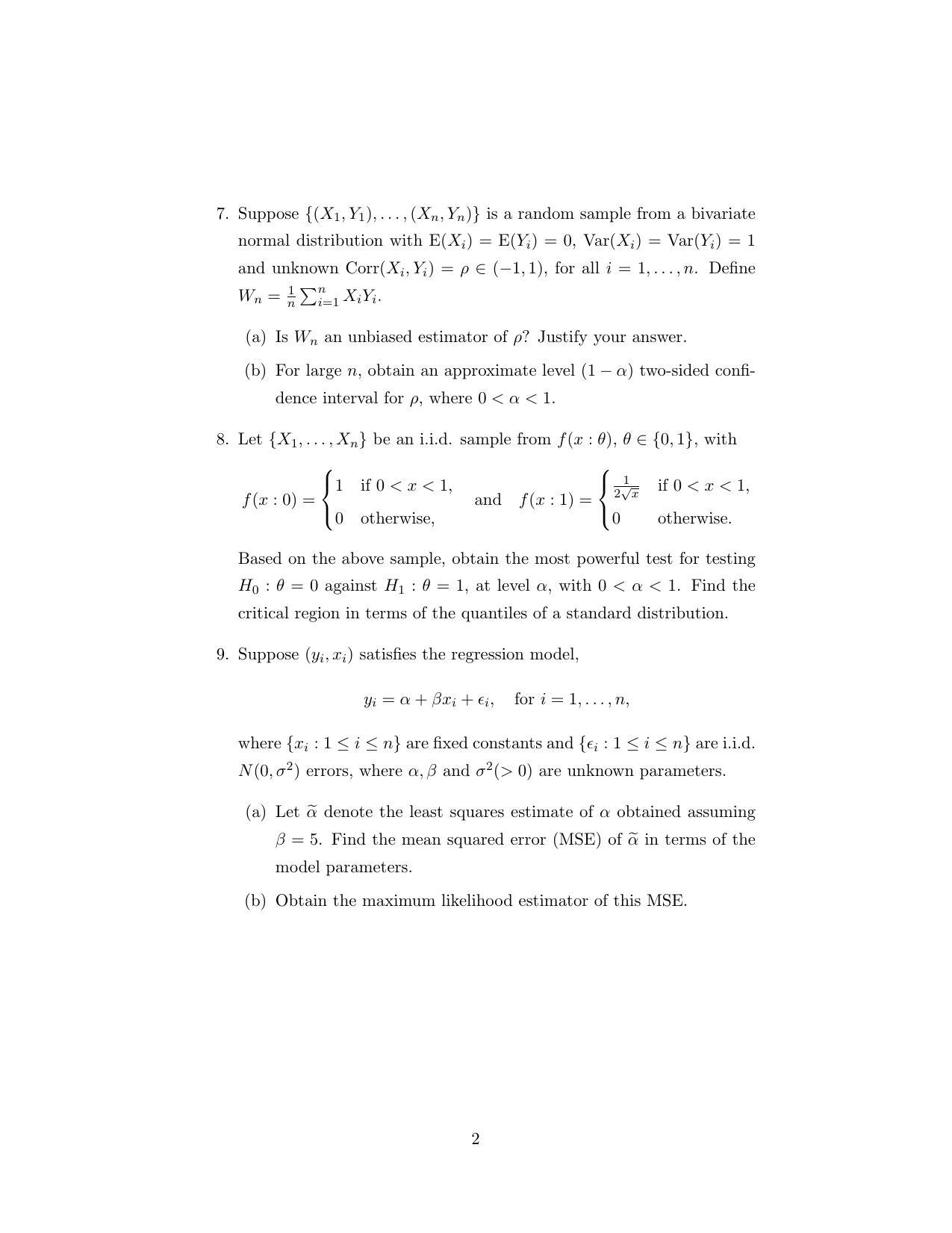 ISI Admission Test M.Stat.PSB 2018 Sample Paper - Page 2