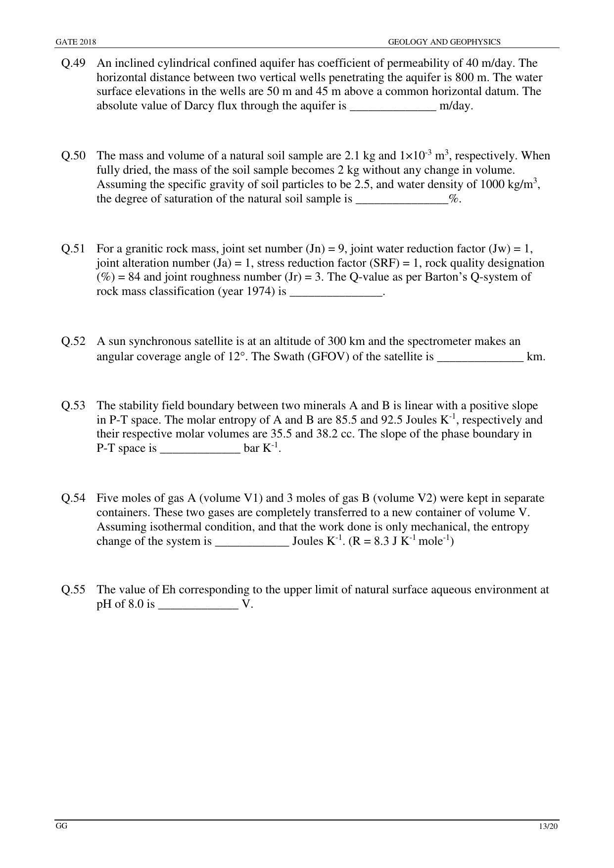 GATE 2018 Geology and Geophysics (GG) Question Paper with Answer Key - Page 15
