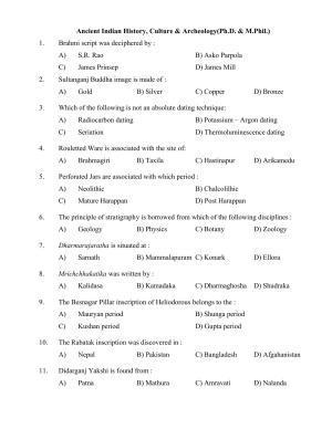 PU MPET Ancient Indian History 2016 Question Paper