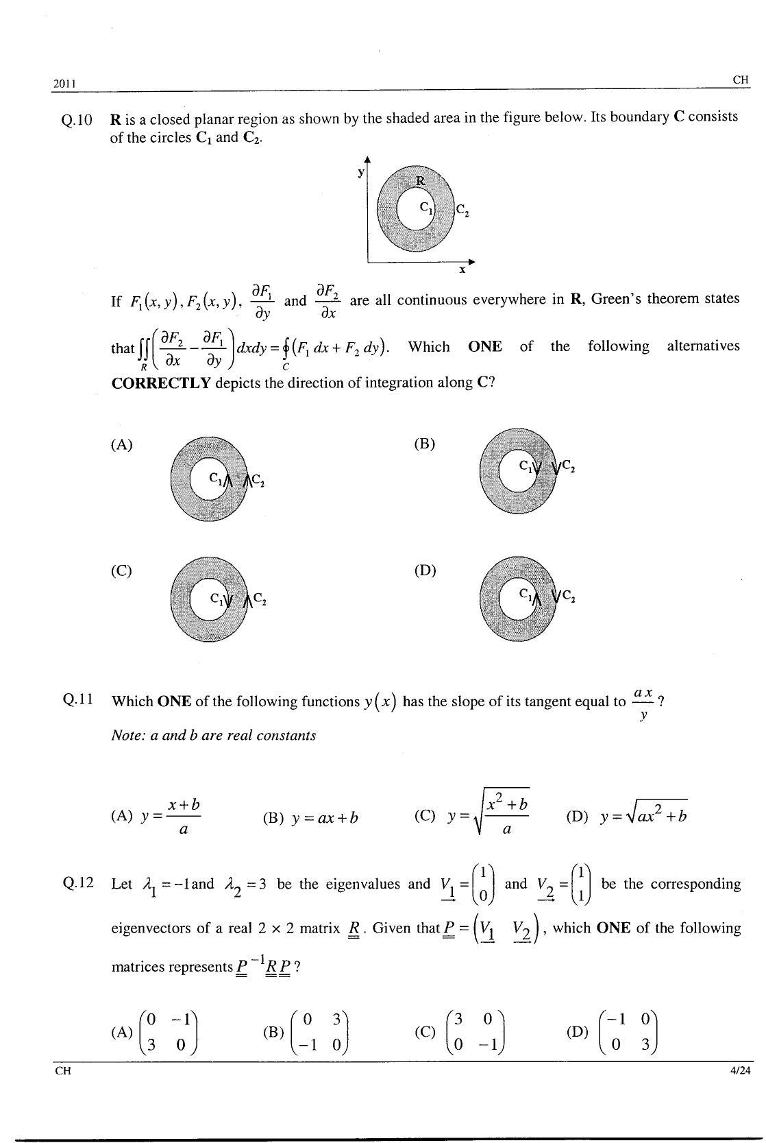 GATE 2011 Chemical Engineering (CH) Question Paper with Answer Key - Page 4