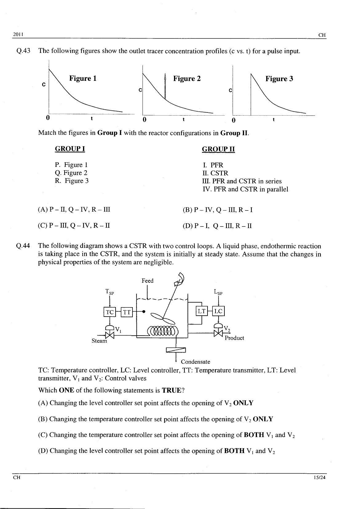 GATE 2011 Chemical Engineering (CH) Question Paper with Answer Key - Page 15