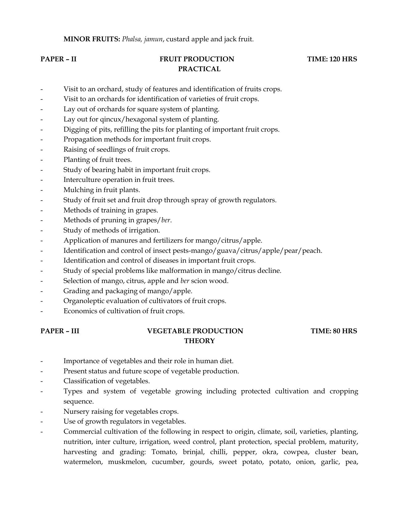 Meghalaya Board Horticulture Syllabus for Class XI & XII  - Page 4