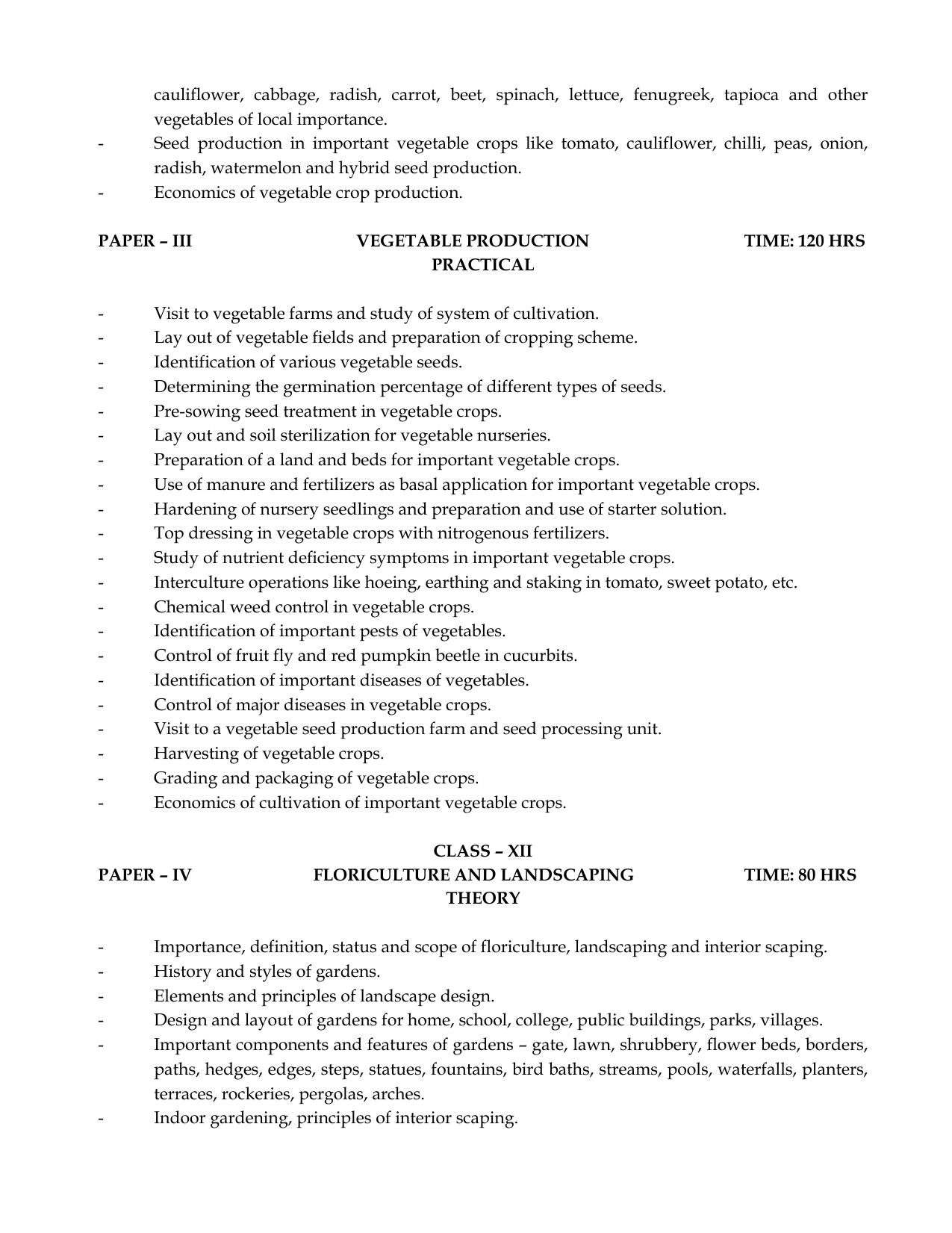 Meghalaya Board Horticulture Syllabus for Class XI & XII  - Page 5