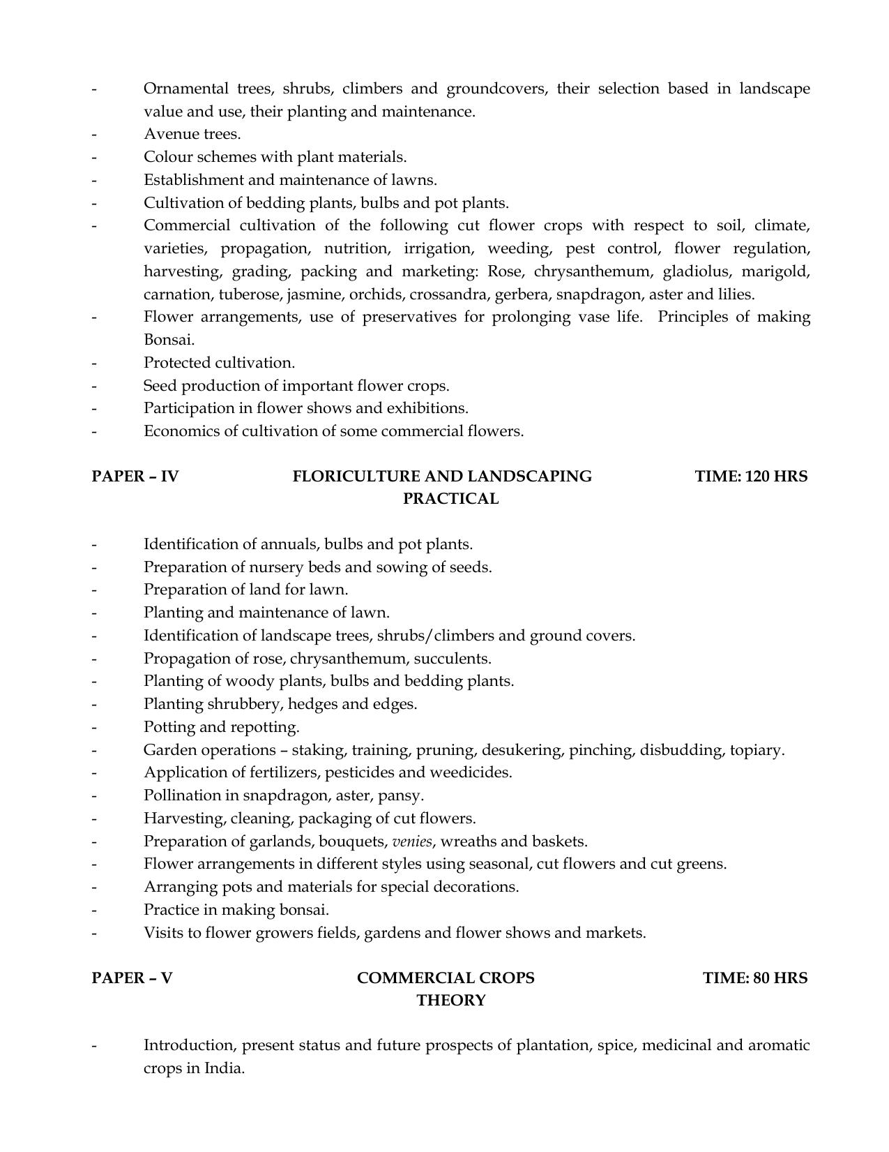 Meghalaya Board Horticulture Syllabus for Class XI & XII  - Page 6