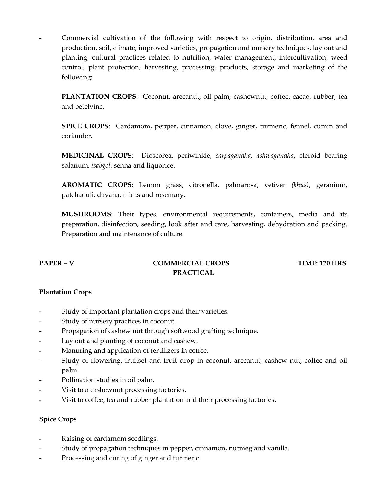 Meghalaya Board Horticulture Syllabus for Class XI & XII  - Page 7