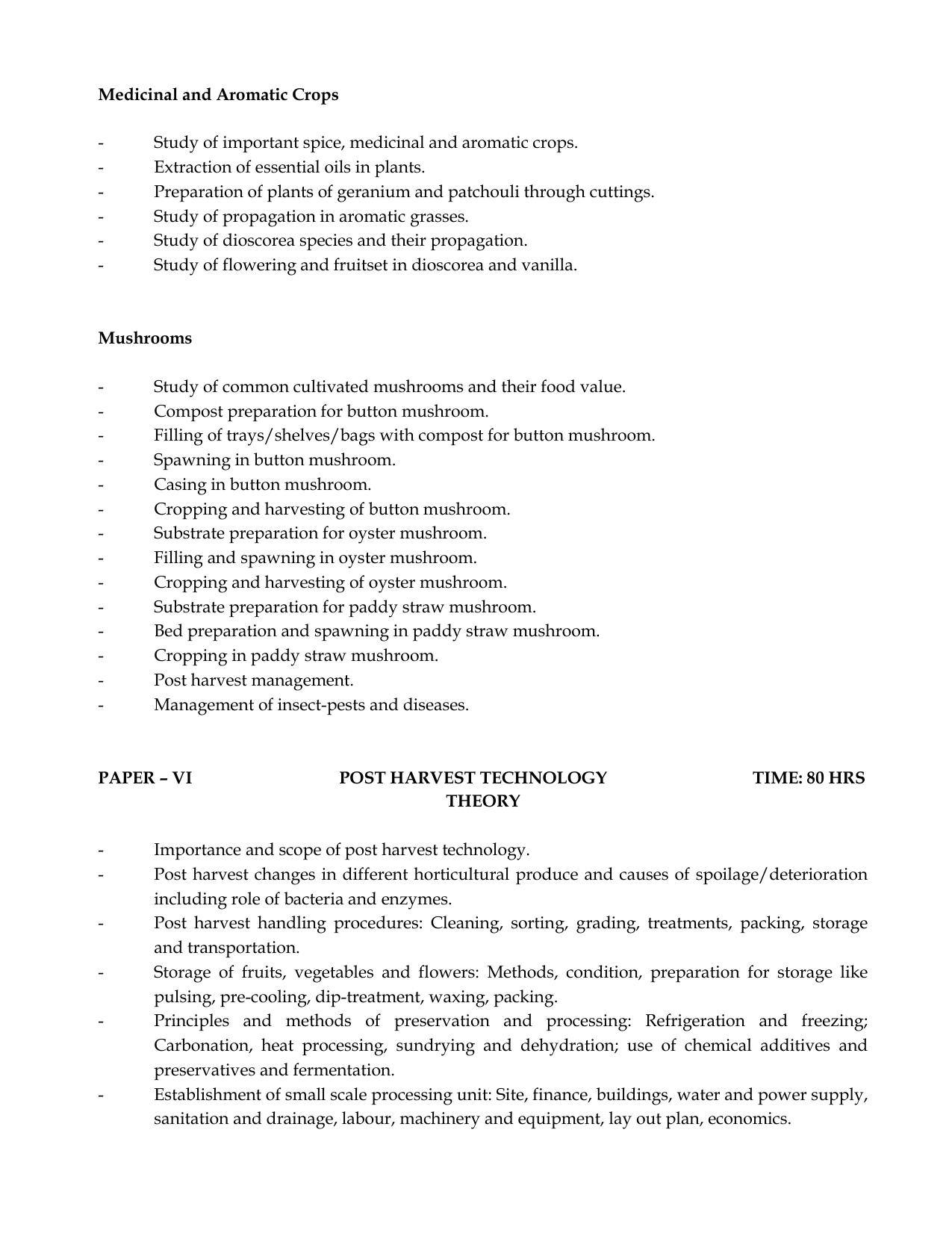 Meghalaya Board Horticulture Syllabus for Class XI & XII  - Page 8