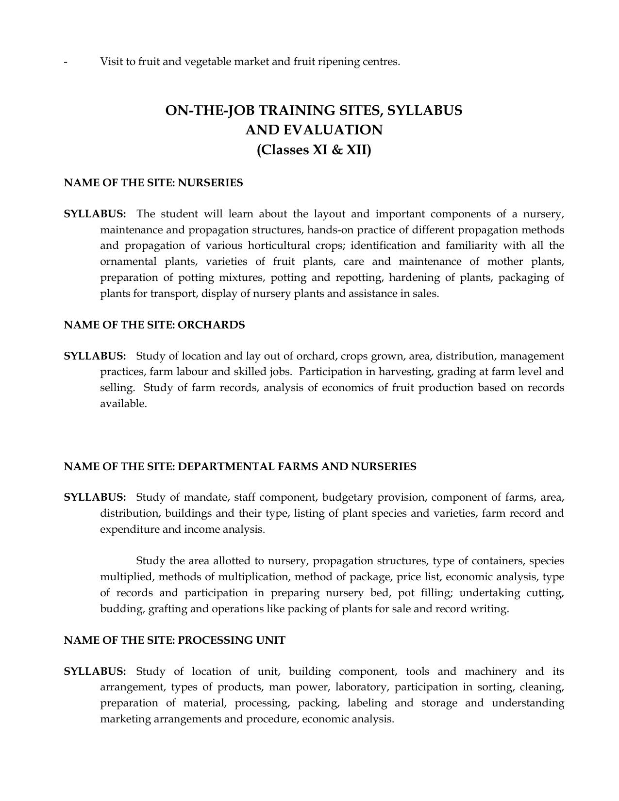 Meghalaya Board Horticulture Syllabus for Class XI & XII  - Page 10