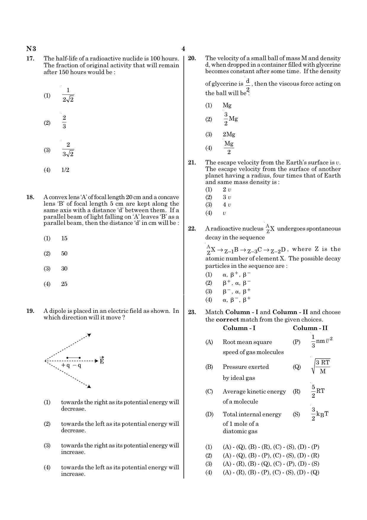NEET N3 2021 Question Paper - Page 4