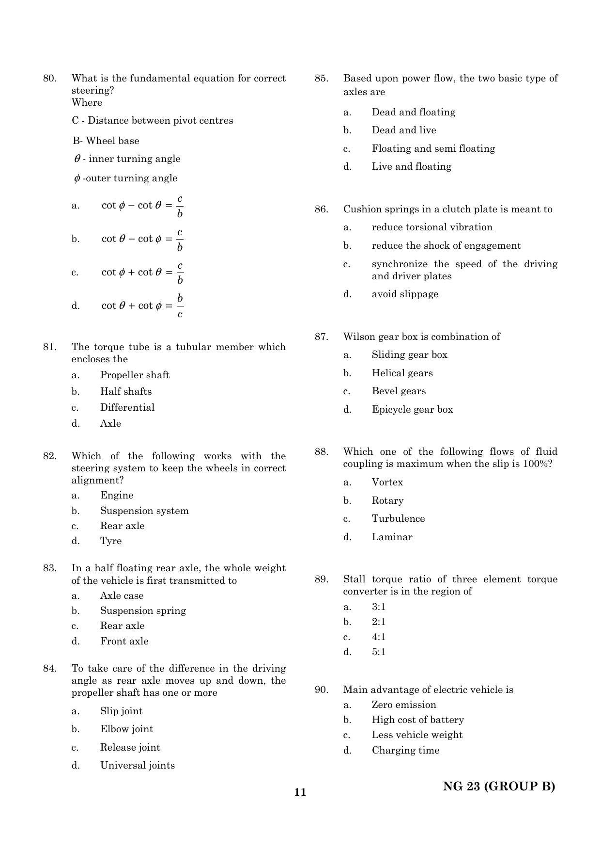 CEETA PG 2023 M.E / M.TECH/ M.ARCH / M.PLAN (GROUP B) Question Paper - Page 12
