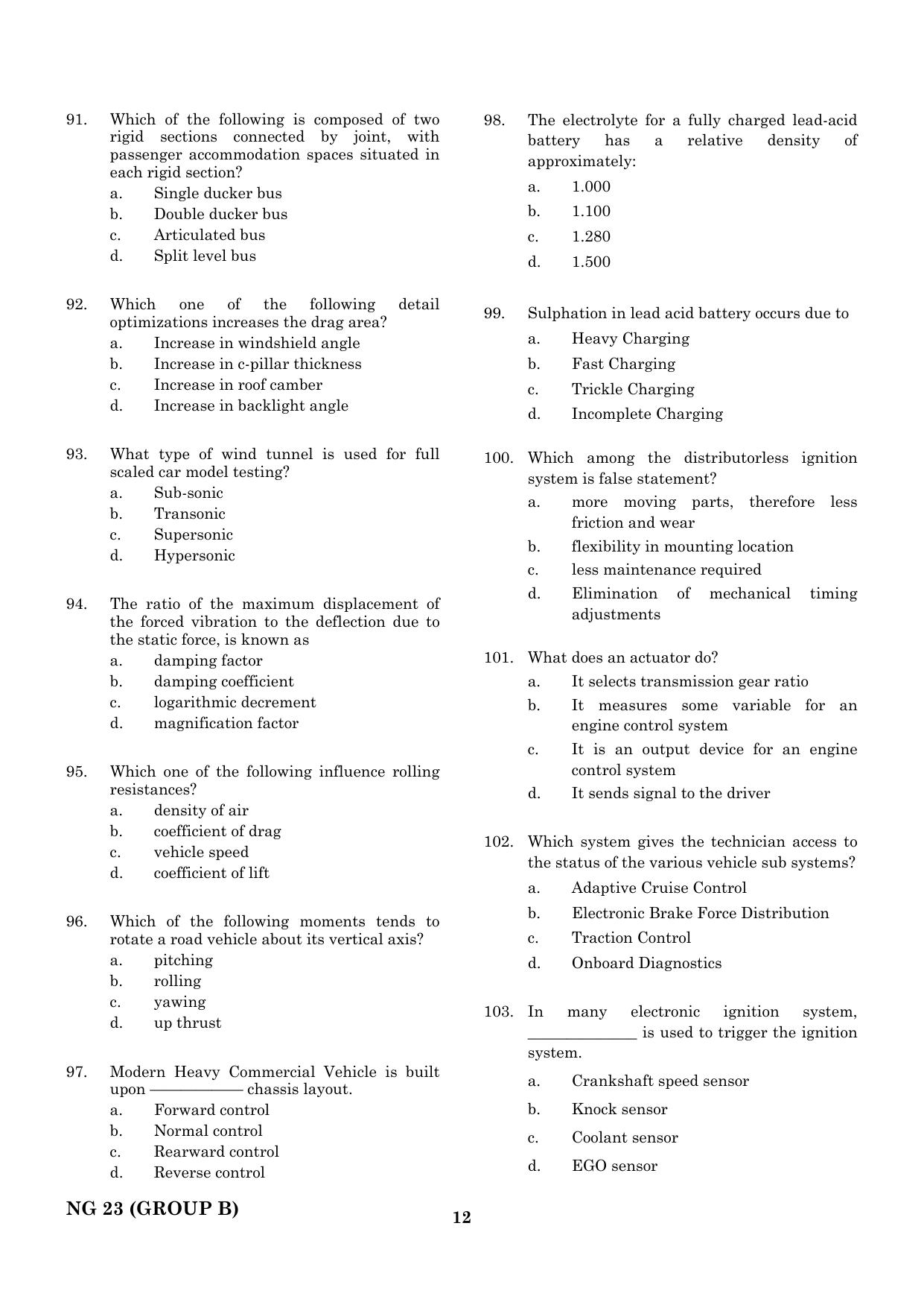 CEETA PG 2023 M.E / M.TECH/ M.ARCH / M.PLAN (GROUP B) Question Paper - Page 13