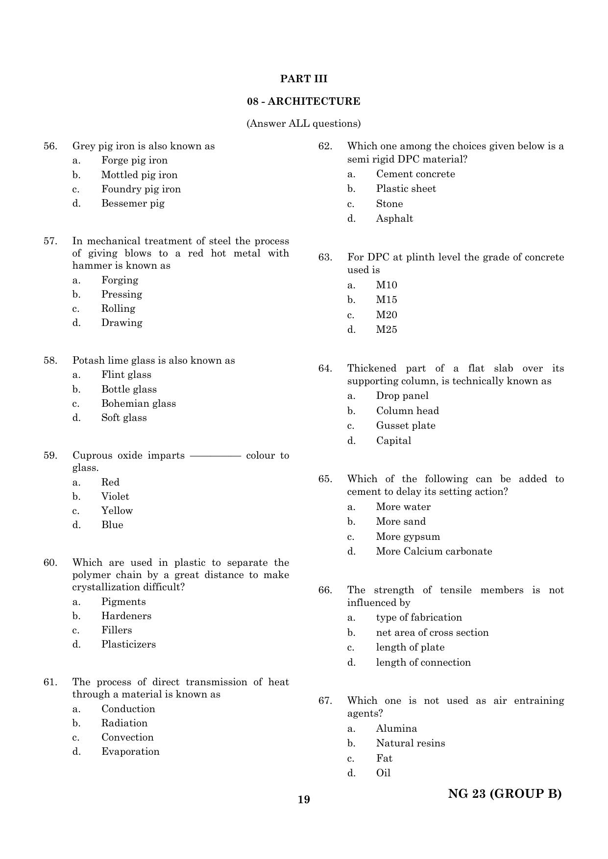 CEETA PG 2023 M.E / M.TECH/ M.ARCH / M.PLAN (GROUP B) Question Paper - Page 20
