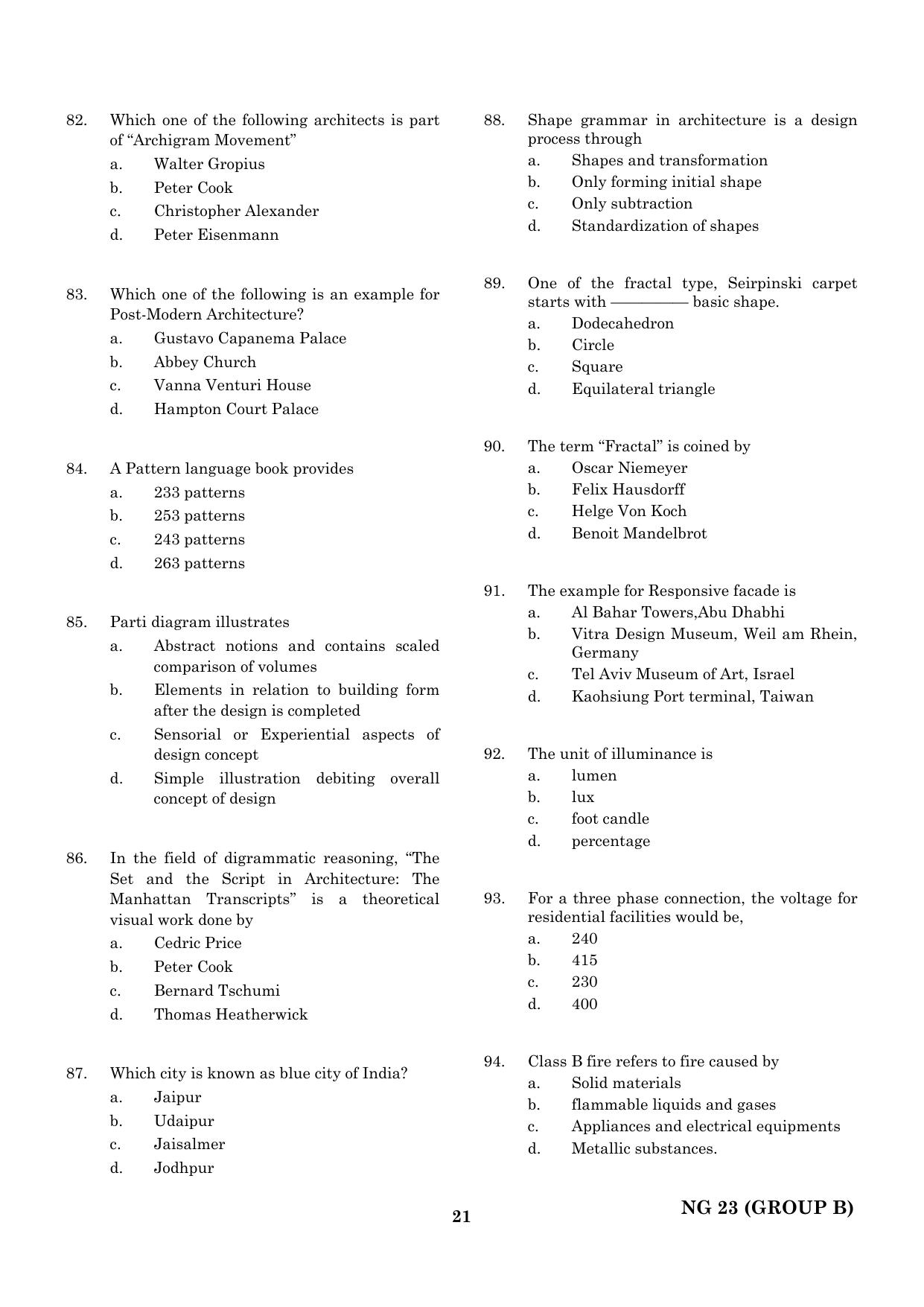 CEETA PG 2023 M.E / M.TECH/ M.ARCH / M.PLAN (GROUP B) Question Paper - Page 22