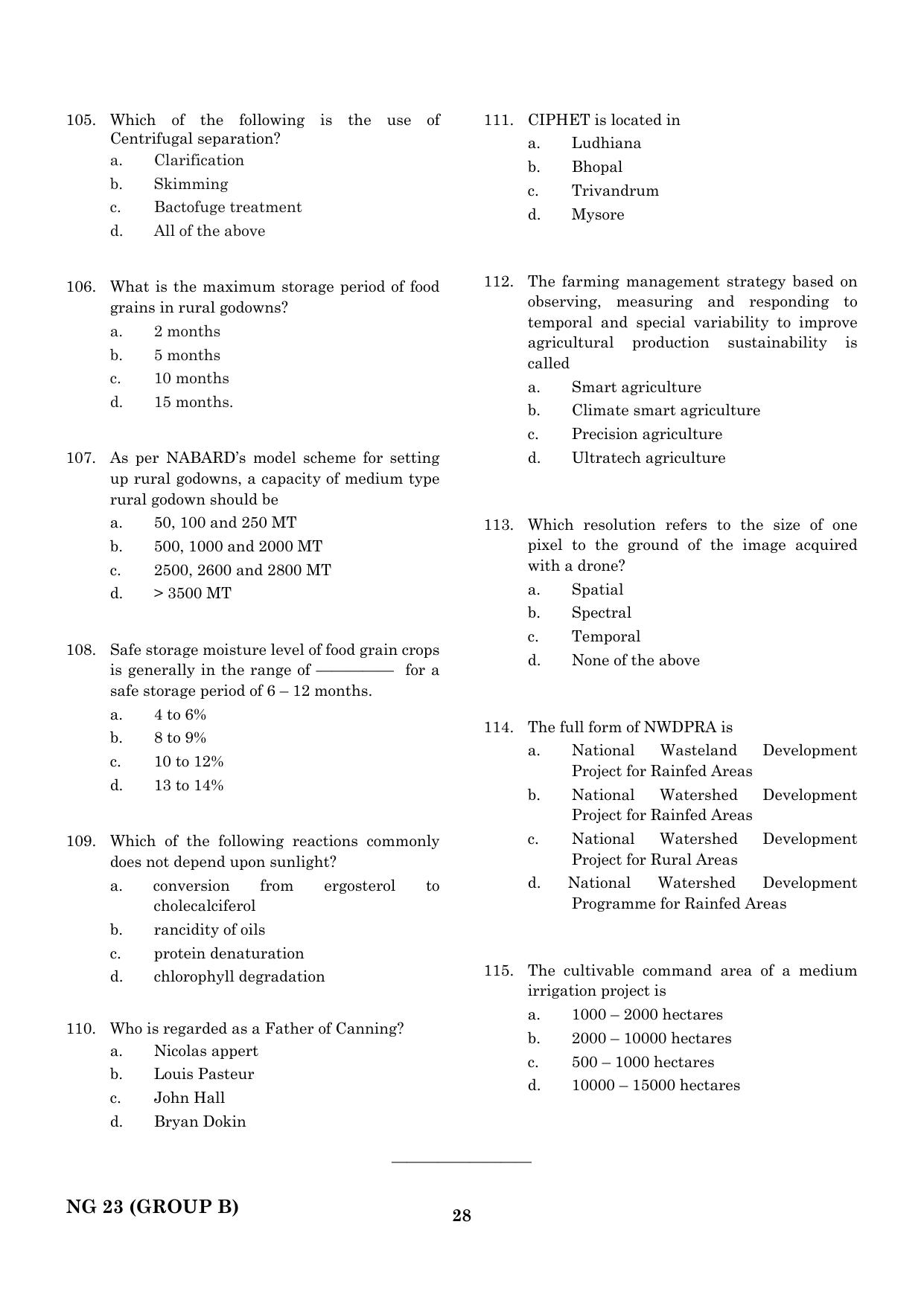 CEETA PG 2023 M.E / M.TECH/ M.ARCH / M.PLAN (GROUP B) Question Paper - Page 29
