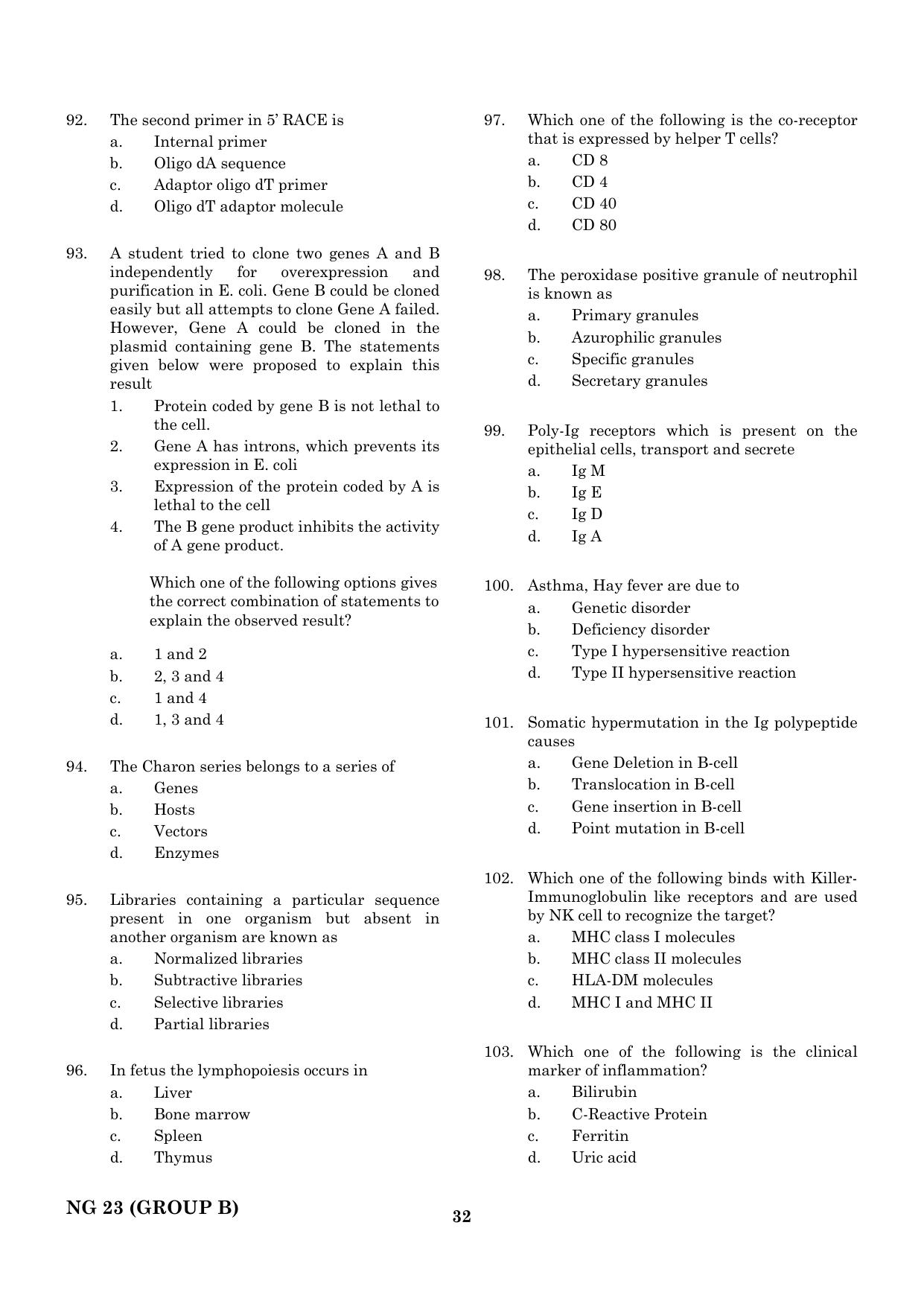 CEETA PG 2023 M.E / M.TECH/ M.ARCH / M.PLAN (GROUP B) Question Paper - Page 33