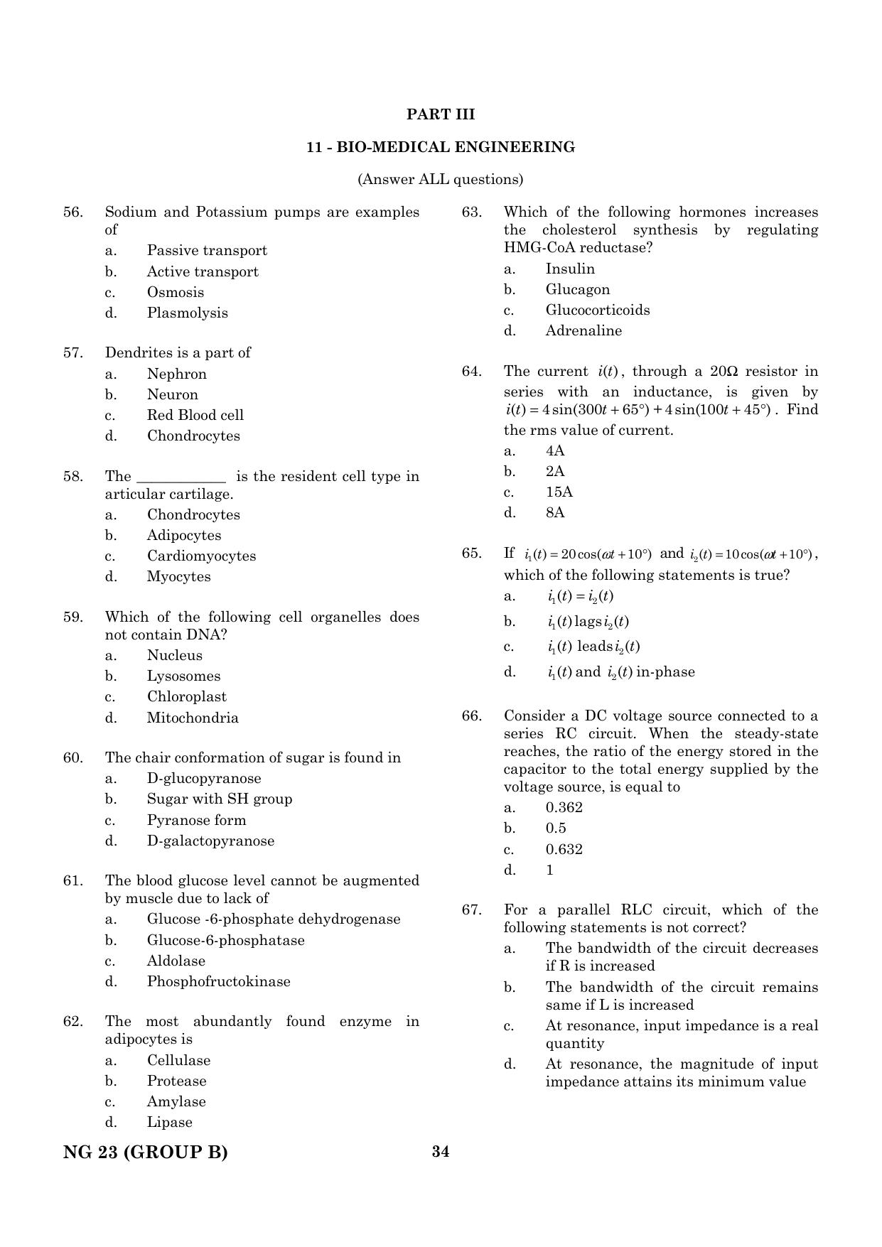 CEETA PG 2023 M.E / M.TECH/ M.ARCH / M.PLAN (GROUP B) Question Paper - Page 35