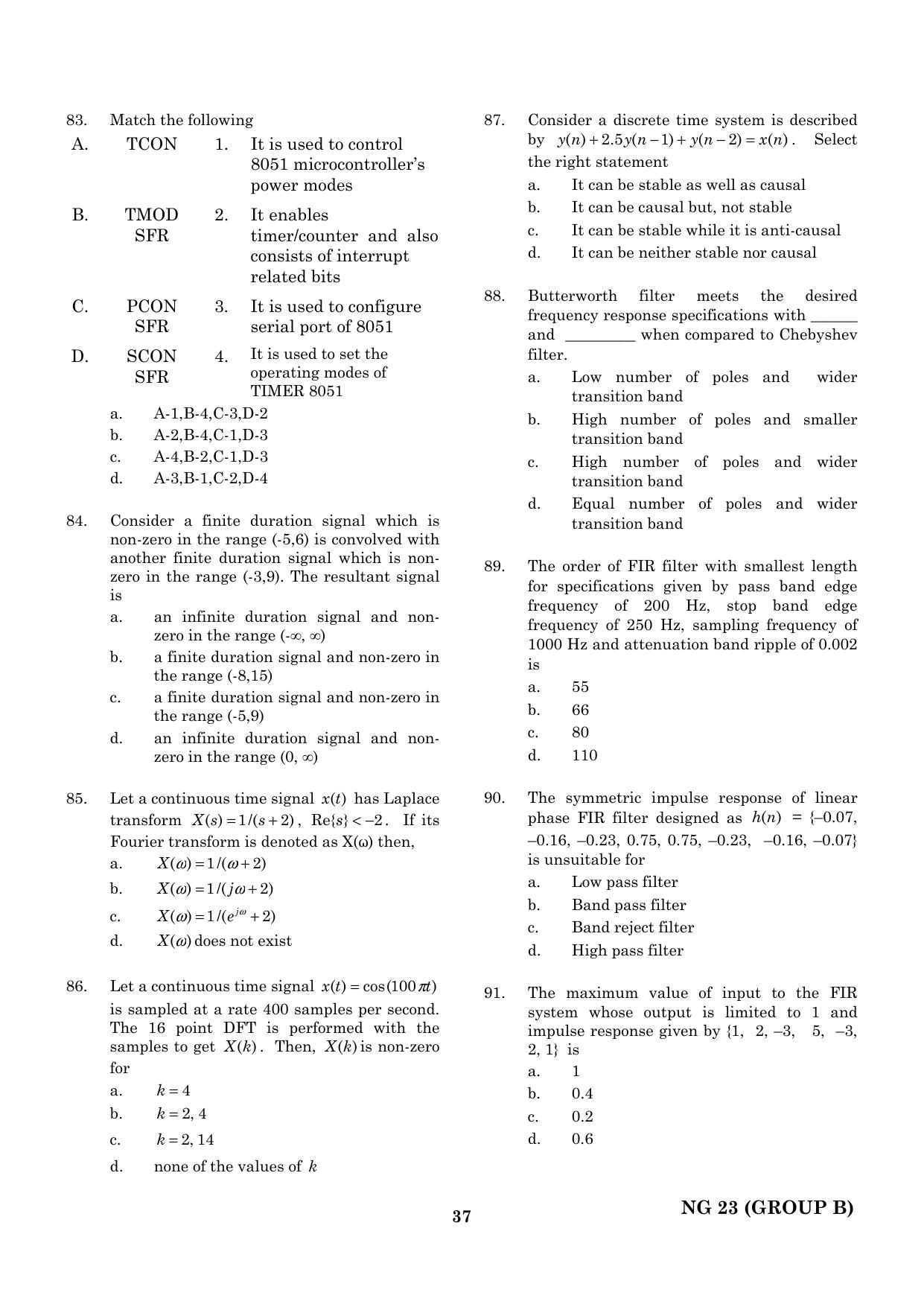 CEETA PG 2023 M.E / M.TECH/ M.ARCH / M.PLAN (GROUP B) Question Paper - Page 38