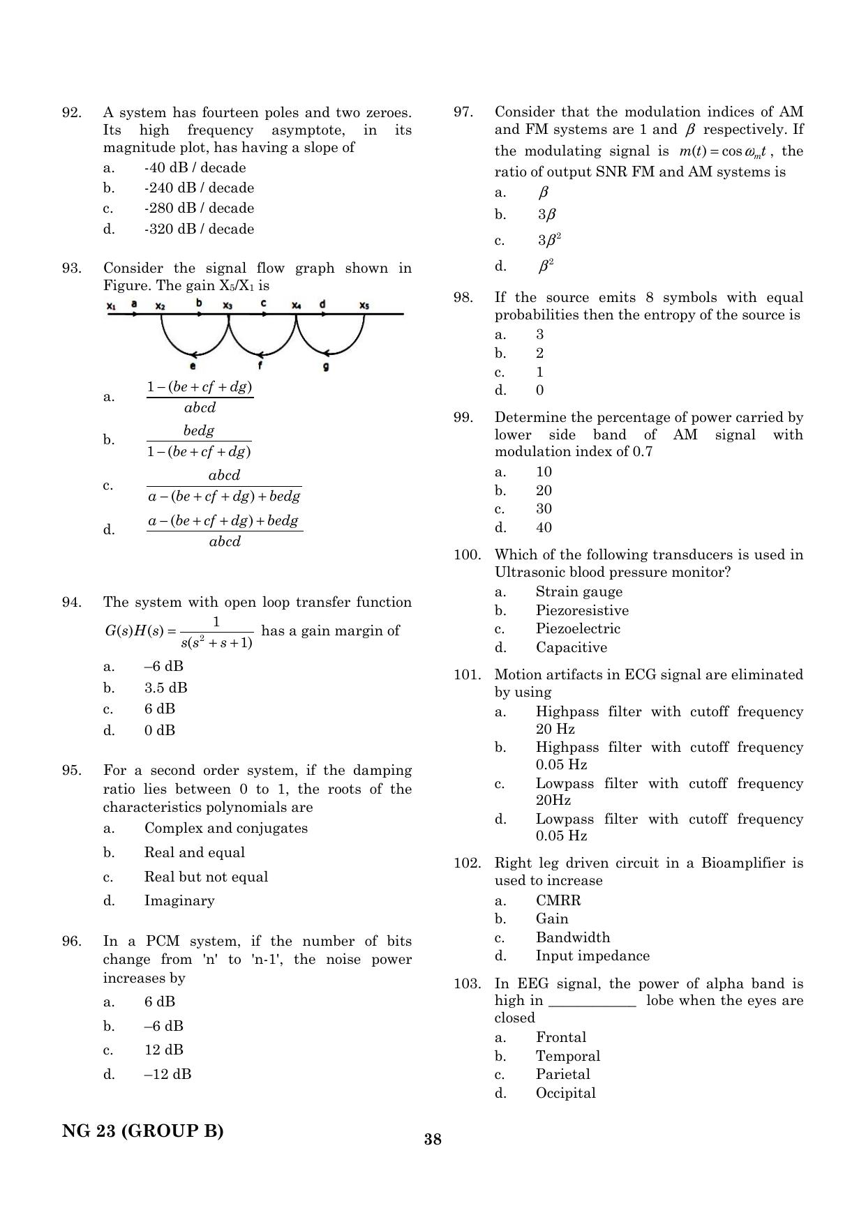 CEETA PG 2023 M.E / M.TECH/ M.ARCH / M.PLAN (GROUP B) Question Paper - Page 39