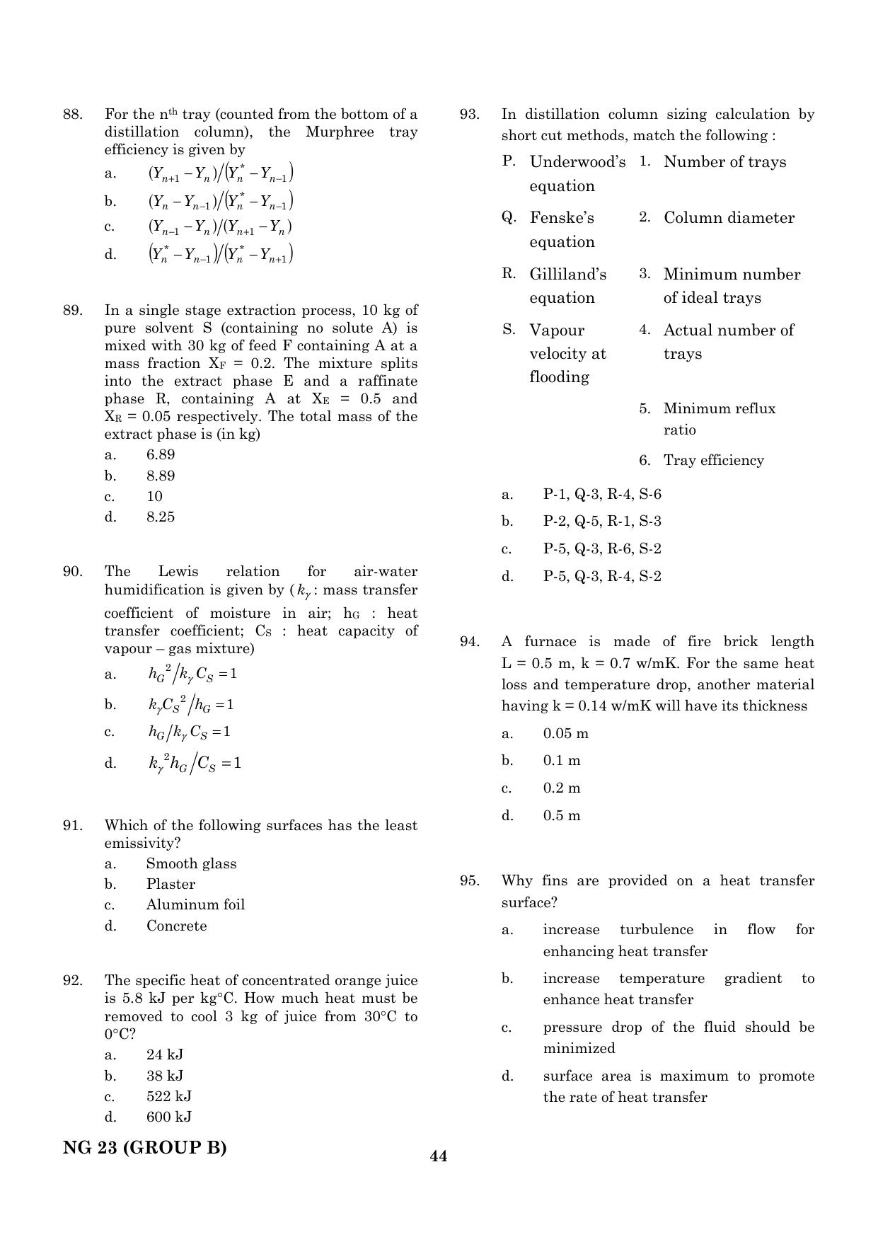 CEETA PG 2023 M.E / M.TECH/ M.ARCH / M.PLAN (GROUP B) Question Paper - Page 45