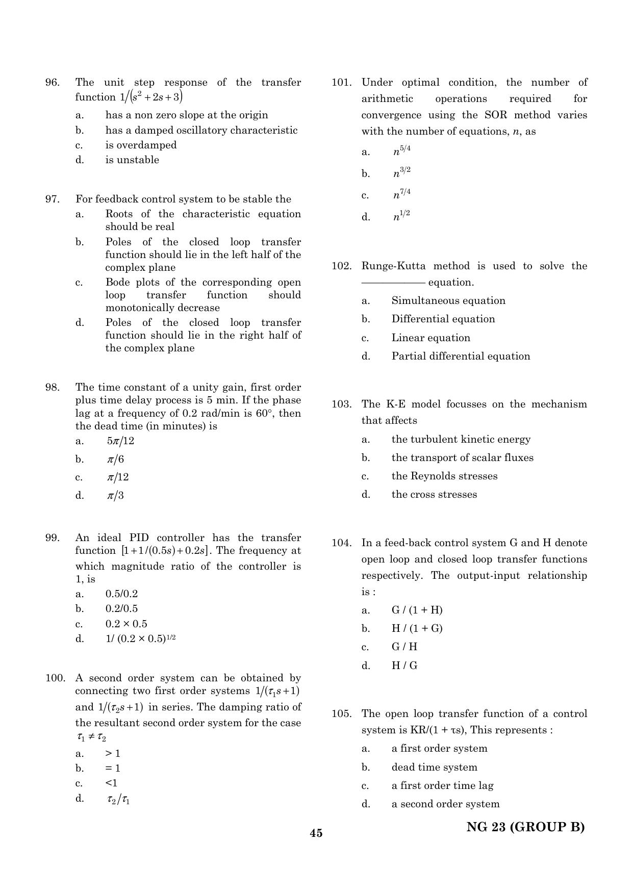 CEETA PG 2023 M.E / M.TECH/ M.ARCH / M.PLAN (GROUP B) Question Paper - Page 46